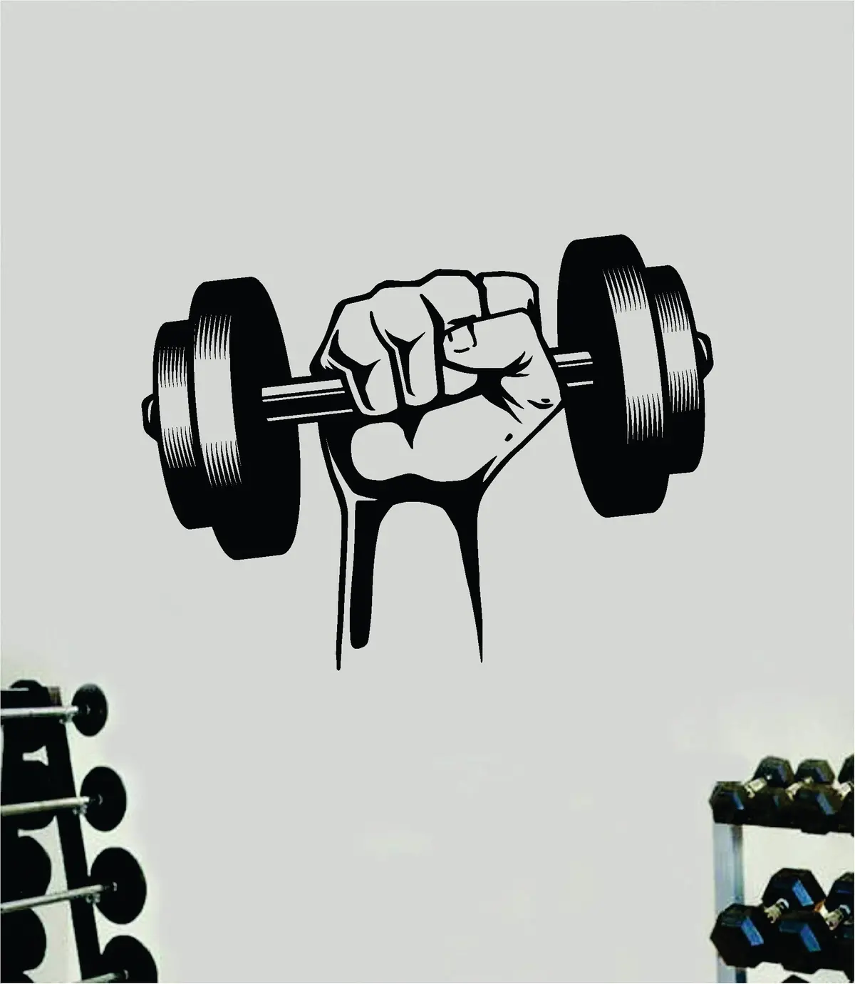 Lifting Weights V2 Wall Decal Sticker Vinyl Art Wall Bedroom Room Home Decor Inspirational Motivational Teen Sports Gym Fitness Beast Lift Health Exercise 1
