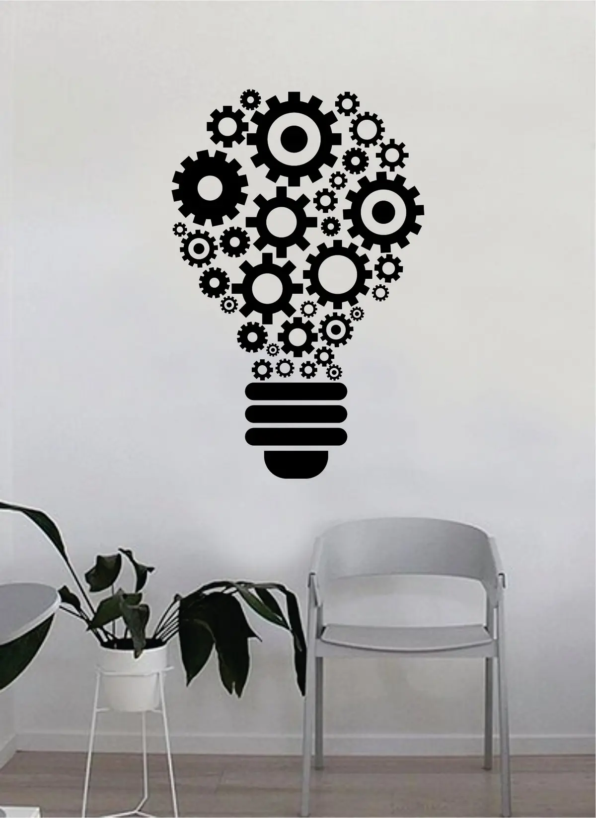 Lightbulb Gears Quote Decal Sticker Wall Vinyl Art Home Room Decor Teacher School Classroom Science Work Office Job Smart Idea Mechanical Steampunk 1