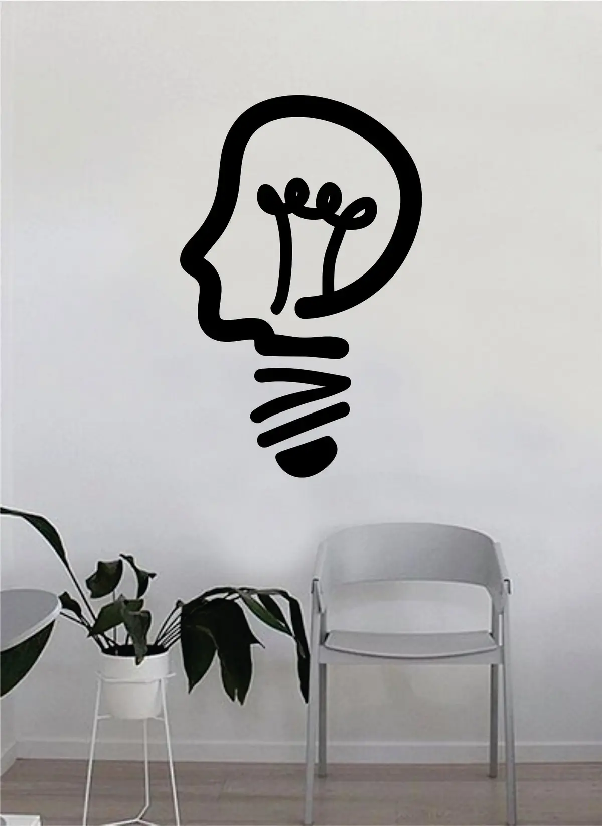 Lightbulb Head Quote Decal Sticker Wall Vinyl Art Home Room Decor Teacher School Classroom Science Work Office Job Smart Idea 1