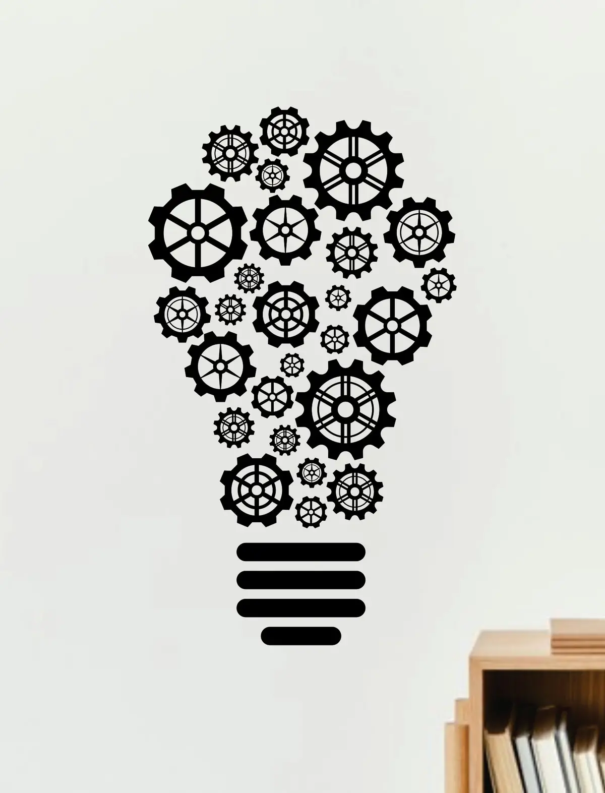 Lightbulb Gears V3 Decal Sticker Wall Vinyl Art Home Room Decor Teacher School Classroom Science Work Office Job Smart Mechanical Steampunk 1
