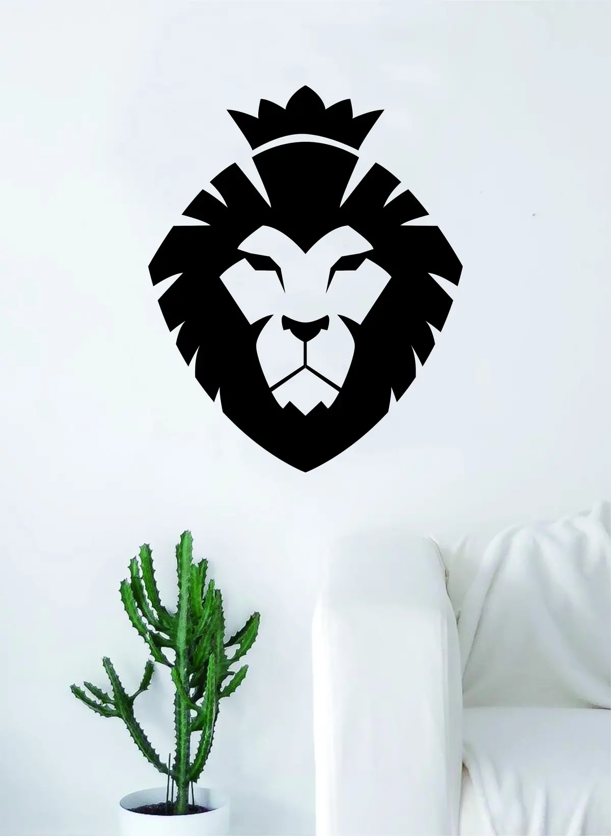 Lion Face V16 Decal Sticker Wall Vinyl Art Room Decor Animal King Jungle Beautiful Crown 1