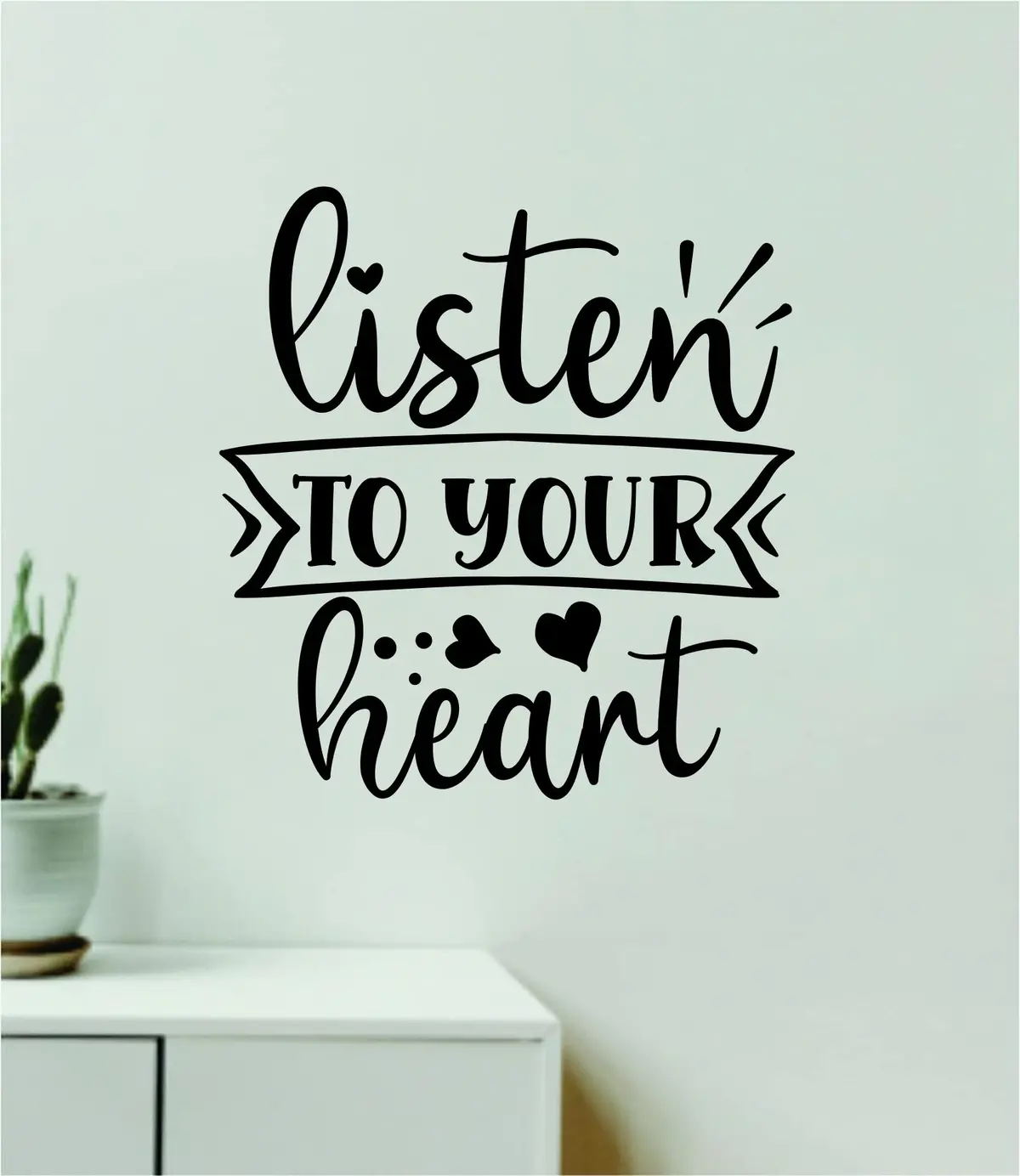 Listen To Your Heart Quote Wall Decal Sticker Vinyl Art Decor Bedroom Room Boy Girl Teen Inspirational Motivational School Nursery Good Vibes 1