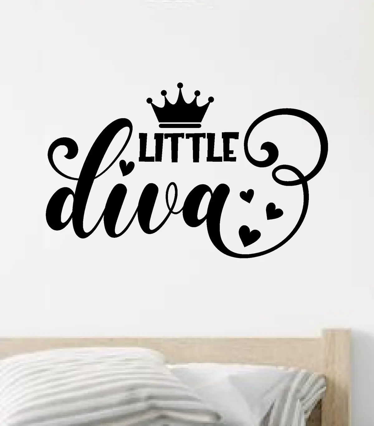 Little Diva Quote Wall Decal Sticker Vinyl Art Decor Bedroom Room Boy Girl Inspirational Motivational School Nursery Good Vibes Smile Daughter Princess 1