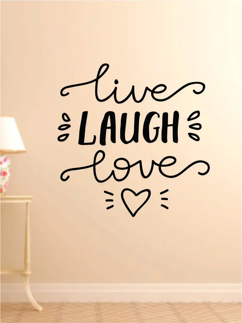 Live Laugh Love V2 Decal Sticker Wall Vinyl Decor Room Bedroom Art Cute Nursery Good Vibes Baby Teen Kids Heart 1