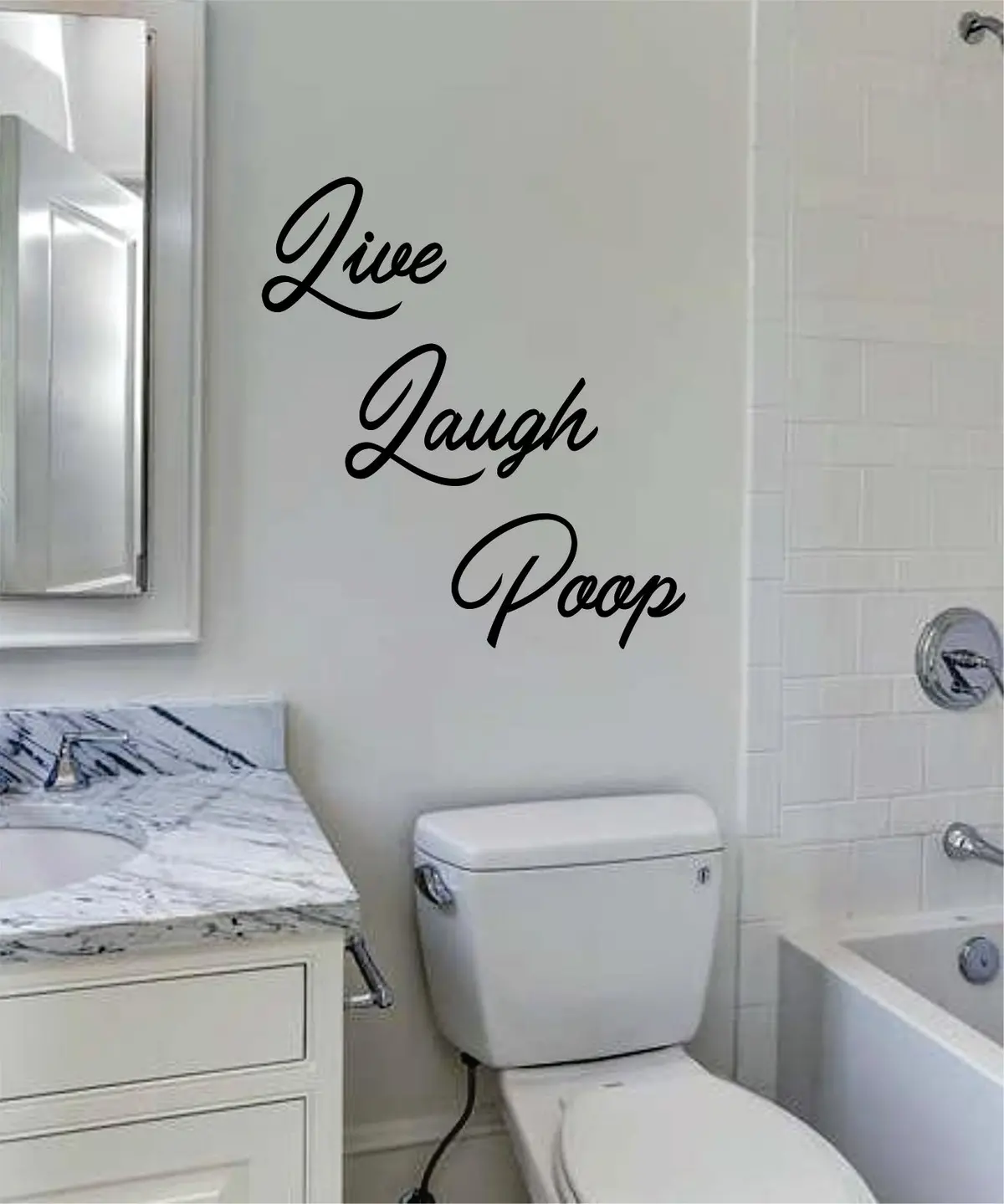 Live Laugh Poop Bathroom Wall Decal Sticker Vinyl Art Decor Room Bedroom Inspirational Funny Beautiful Restroom Toilet Adult 1