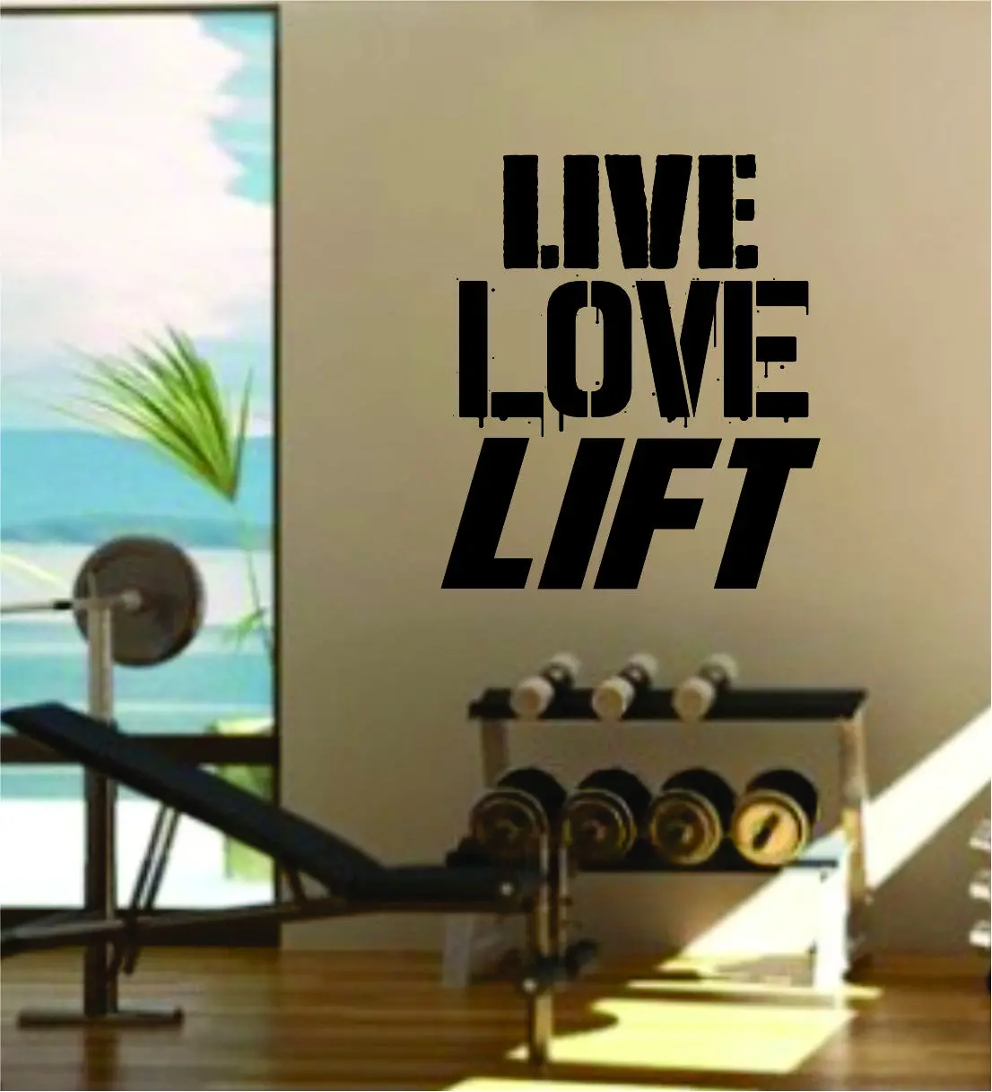 Live Love Lift Quote Fitness Health Work Out Gym Decal Sticker Wall Vinyl Art Wall Room Decor Weights Motivation 1