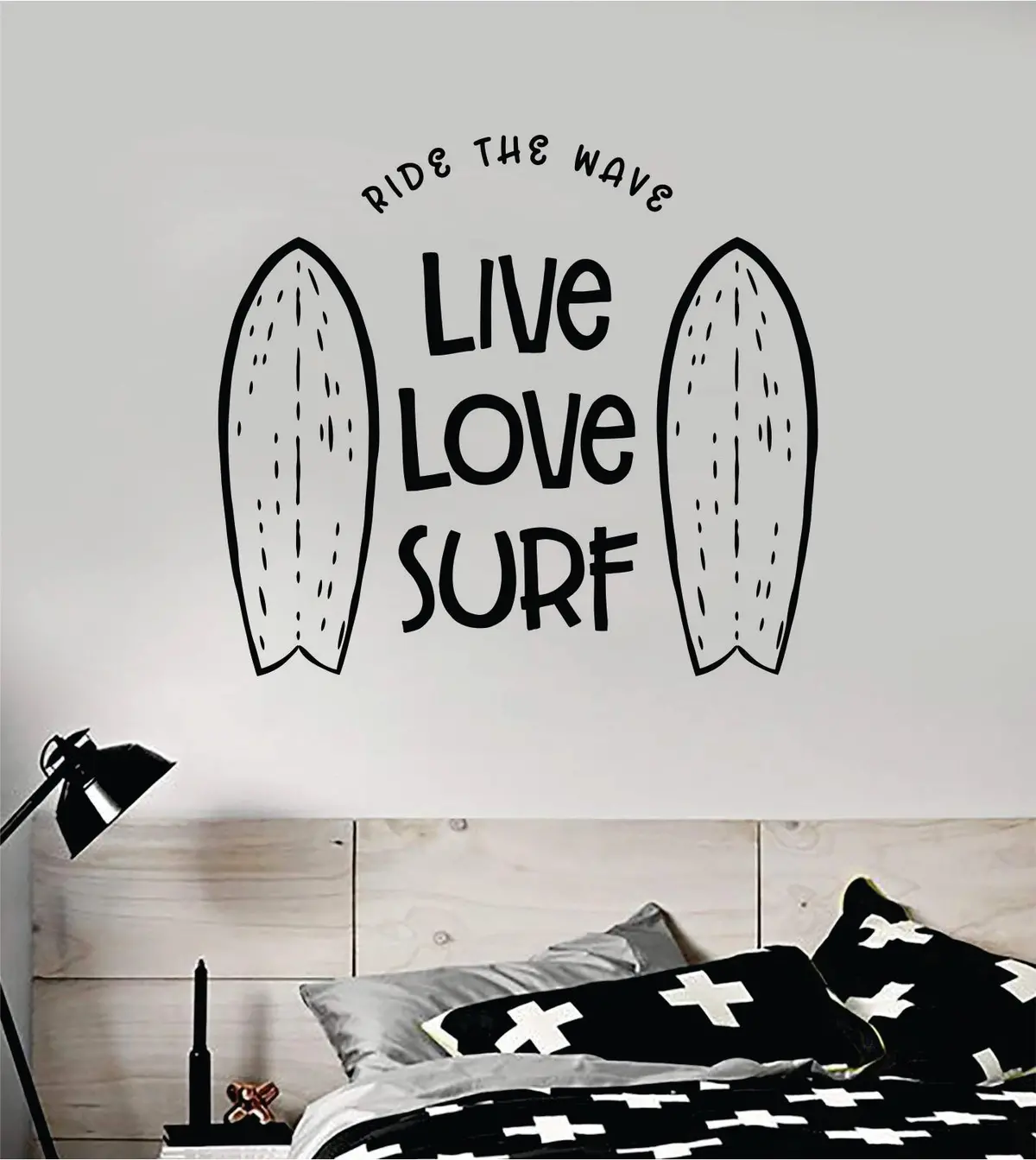 Live Love Surf Decal Sticker Wall Vinyl Art Home Room Decor Living Room Bedroom Sports Quote Board Surfing Ocean Beach Waves Good Vibes 1