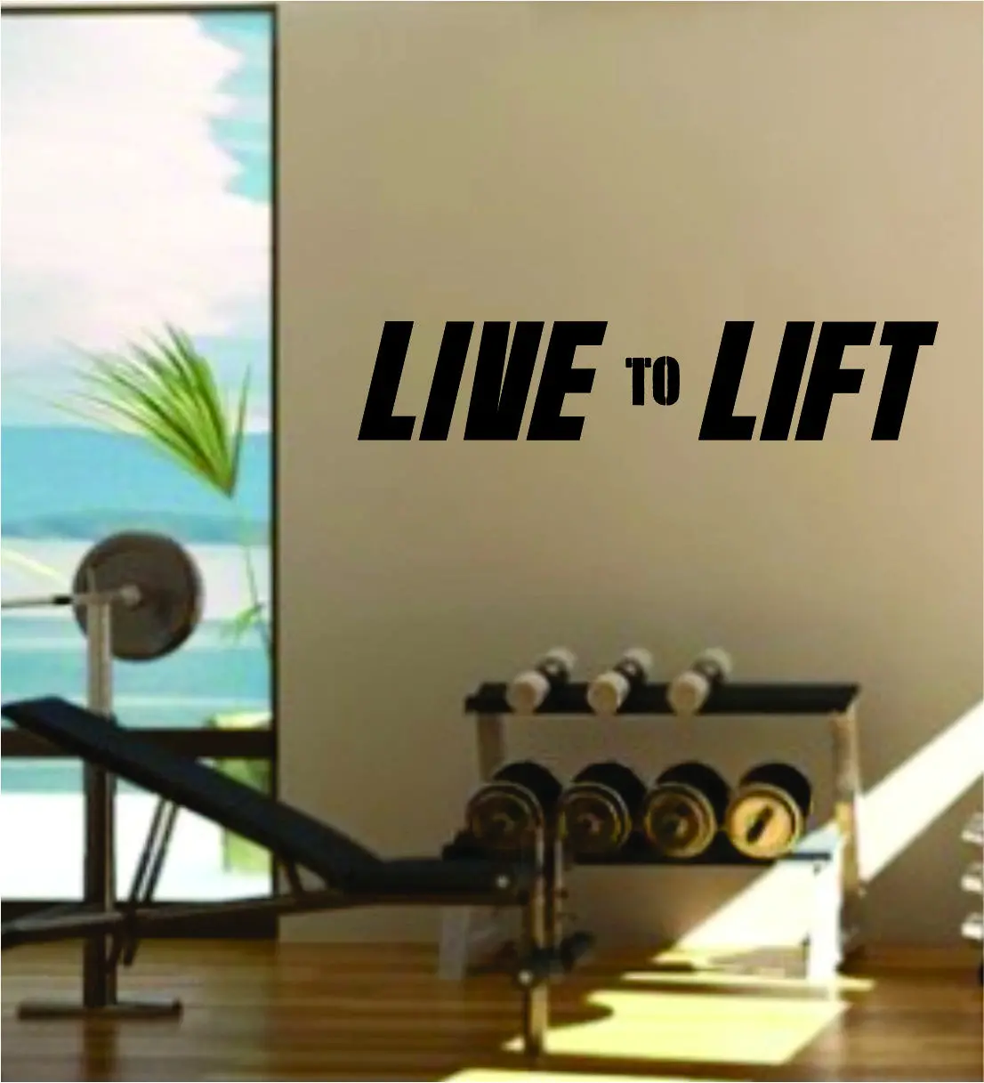 Live To Lift Quote Fitness Health Work Out Gym Decal Sticker Wall Vinyl Art Wall Room Decor Weights Motivation Inspirational 1