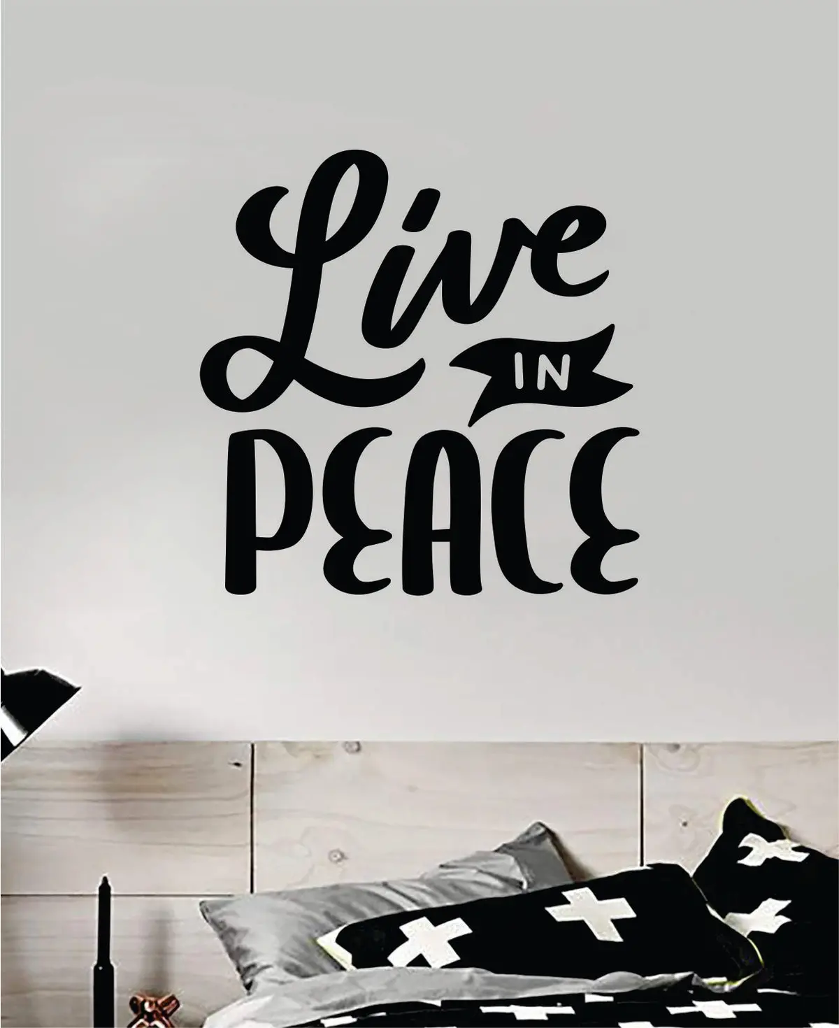 Live In Peace Quote Wall Decal Sticker Bedroom Room Art Vinyl Inspirational Motivational Kids Teen Baby Nursery School Girls Yoga Love 1