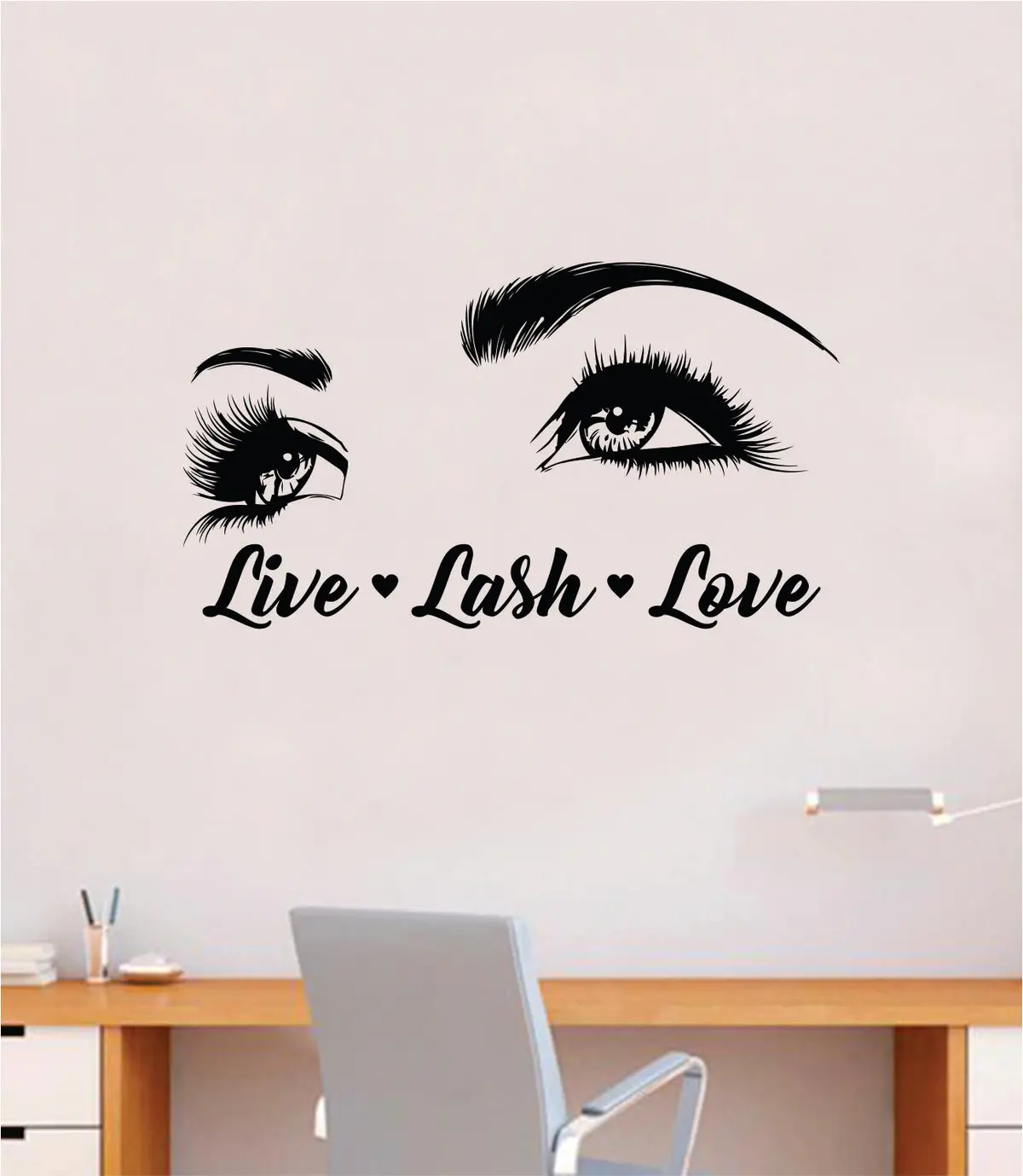 Live Lash Love Wall Decal Sticker Vinyl Home Decor Bedroom Art Make Up Cosmetics Beauty Salon Girls Eyes Lashes Brows Eyelashes Eyebrows 1