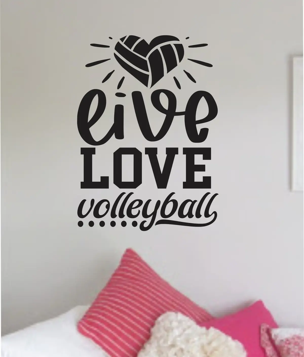 Live Love Volleyball Wall Decal Sticker Vinyl Art Bedroom Room Home Decor Quote Ball Kids Teen Baby Boy Girl Nursery Sports Fitness Inspirational Beach 1