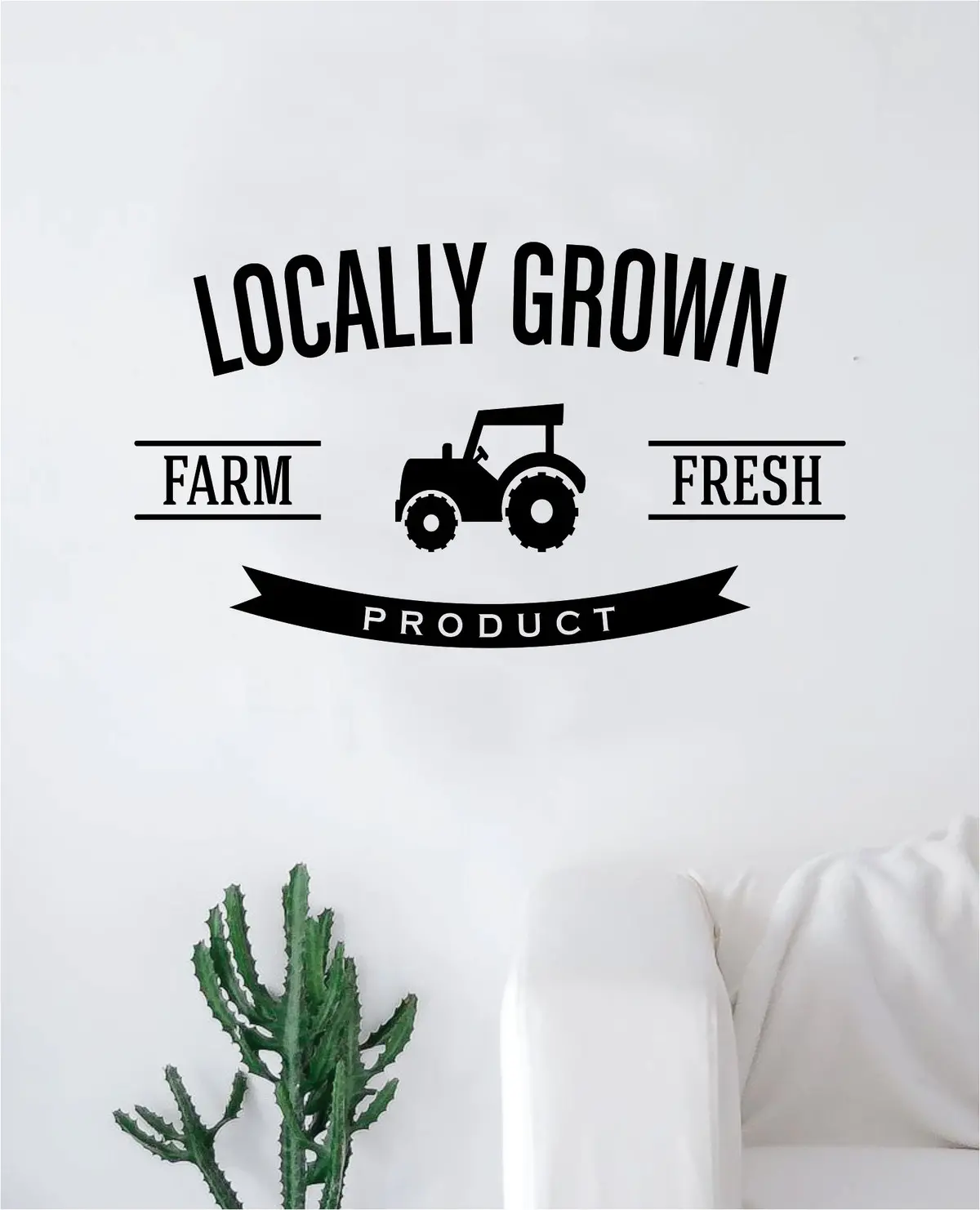 Locally Grown Farm Fresh Quote Wall Decal Sticker Bedroom Room Art Vinyl Home Decor Kitchen Food Healthy Vegan 1