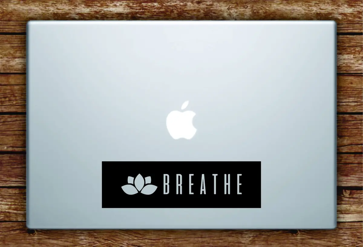 Lotus Flower Breathe Rectangle Laptop Apple Macbook Quote Wall Decal Sticker Art Vinyl Namaste Yoga Good Vibes Mandala 1