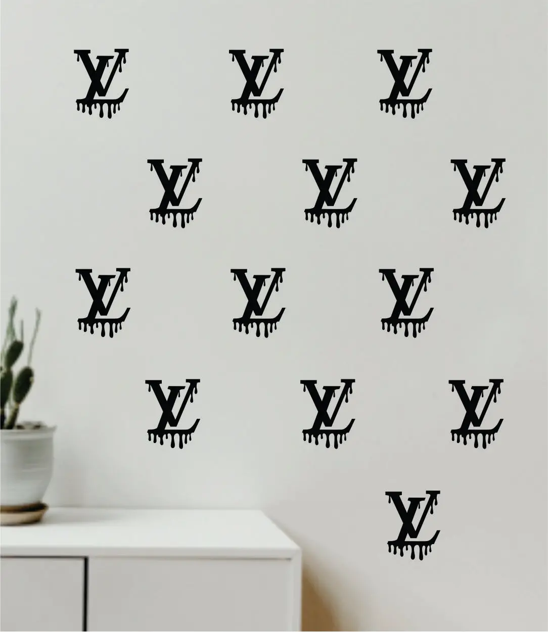 Louis Vuitton Drip Logo Pattern Pack Of 20 Wall Decal Home Decor Bedroom Room Vinyl Sticker Art Quote Designer Brand Luxury Girls Cute Expensive Lv 1