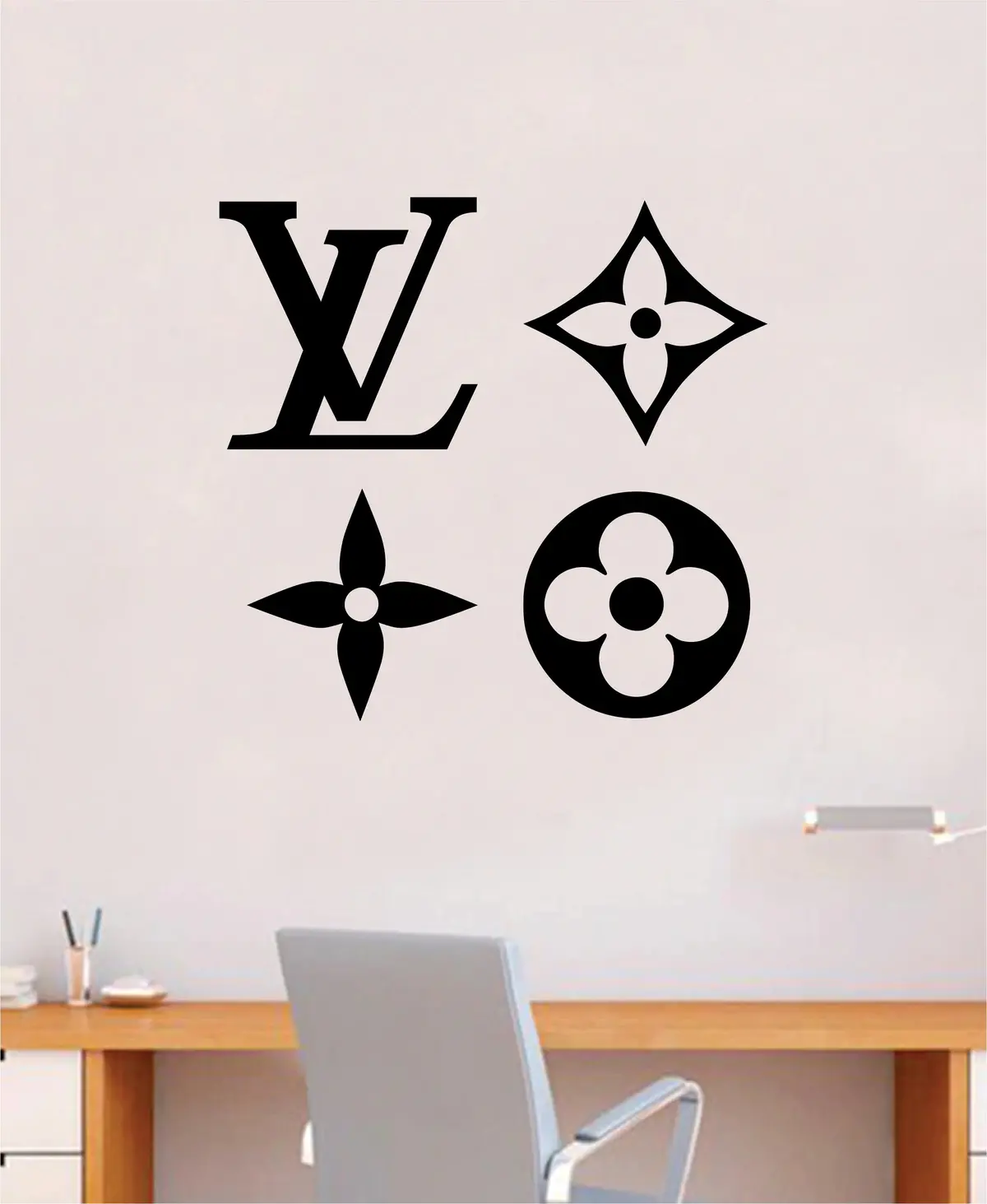 Louis Vuitton Logo Pattern V3 Wall Decal Home Decor Bedroom Room Vinyl Sticker Art Quote Designer Brand Luxury Girls Cute Expensive Lv 1