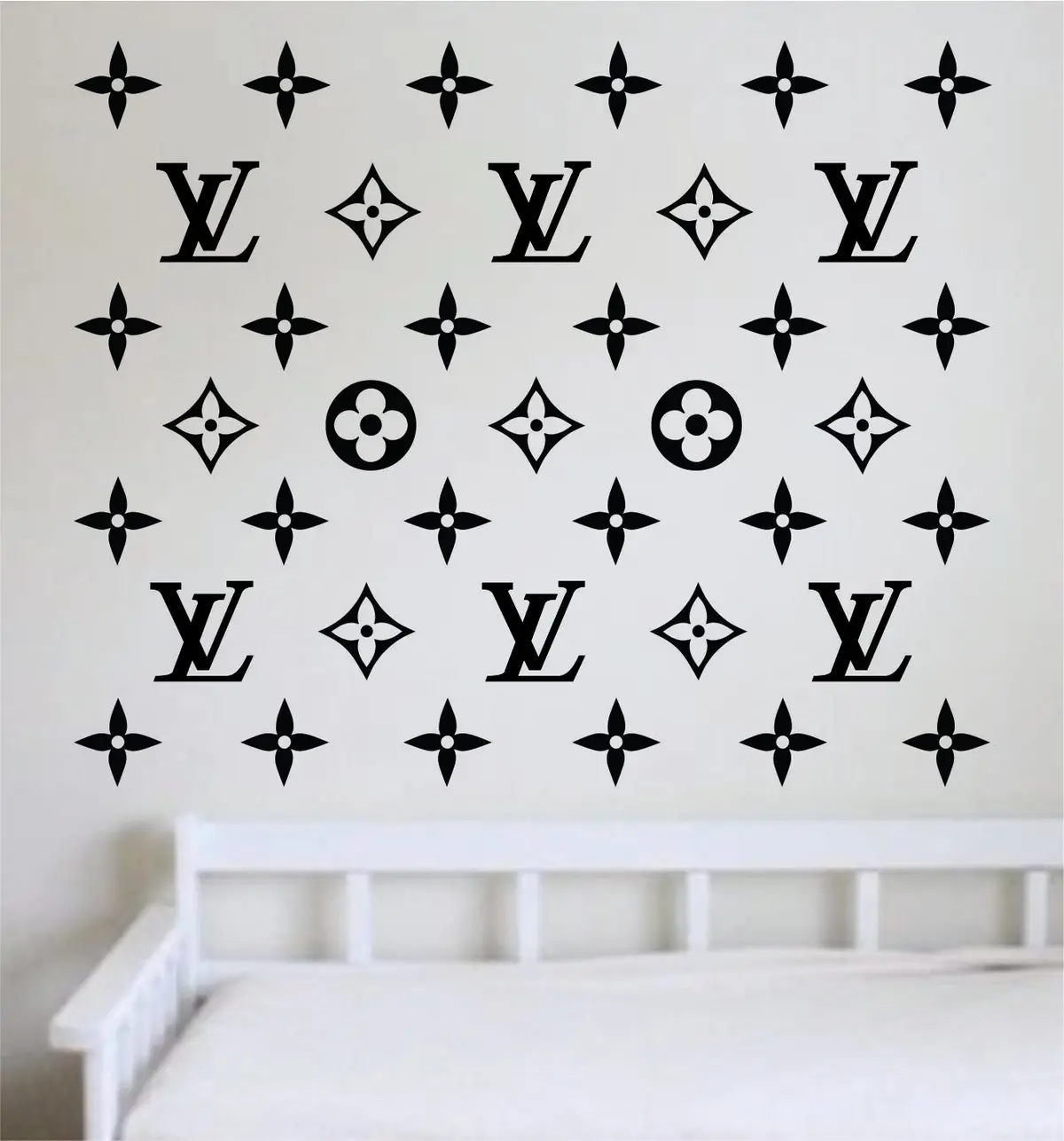 Louis Vuitton Logo Pattern V4 Wall Decal Home Decor Bedroom Room Vinyl Sticker Art Quote Designer Brand Luxury Girls Cute Expensive Lv 1
