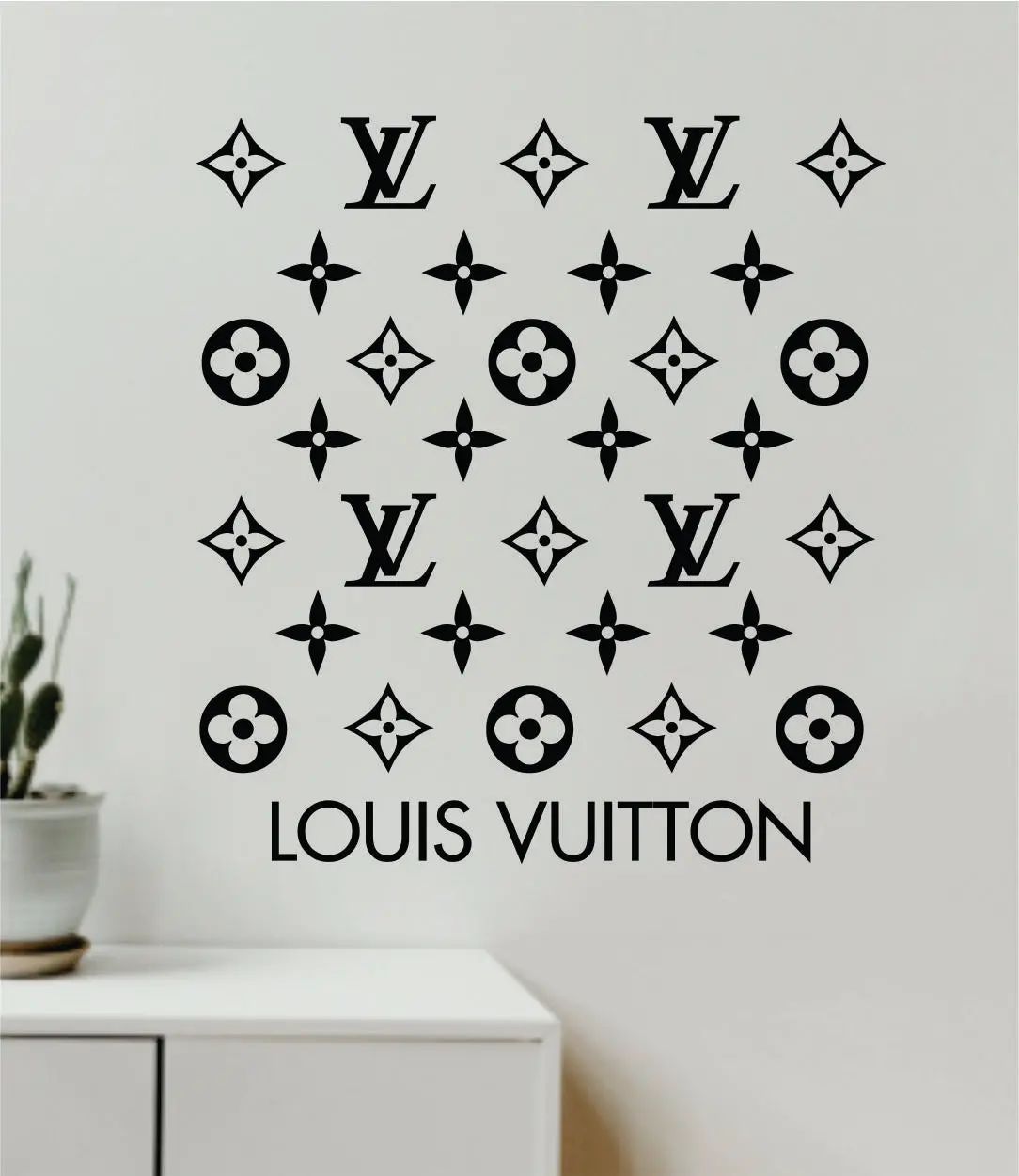 Louis Vuitton Logo Pattern V5 Wall Decal Home Decor Bedroom Room Vinyl Sticker Art Quote Designer Brand Luxury Girls Cute Expensive Lv 1