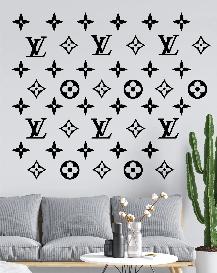 Louis Vuitton Logo Pattern V7 Wall Decal Home Decor Bedroom Room Vinyl Sticker Art Quote Designer Brand Luxury Girls Cute Expensive Lv 1