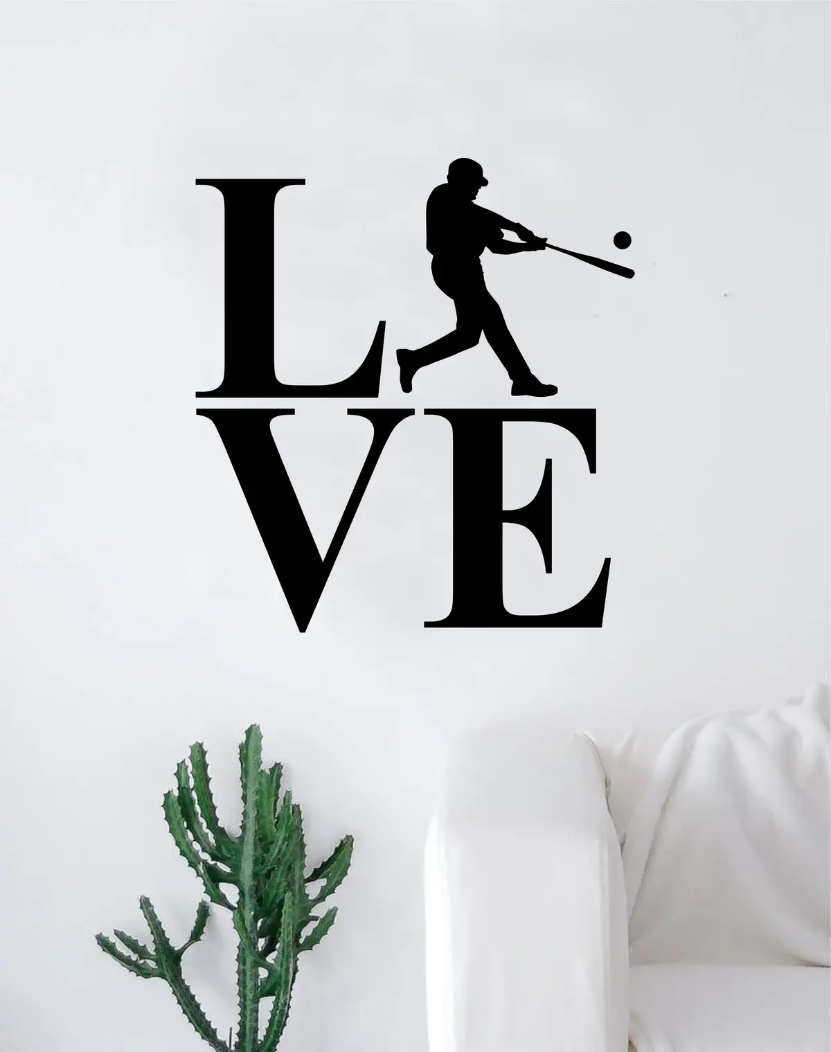 Love Baseball Silhouette Sports Decal Sticker Wall Vinyl Art Home Decor Teen Nursery 1
