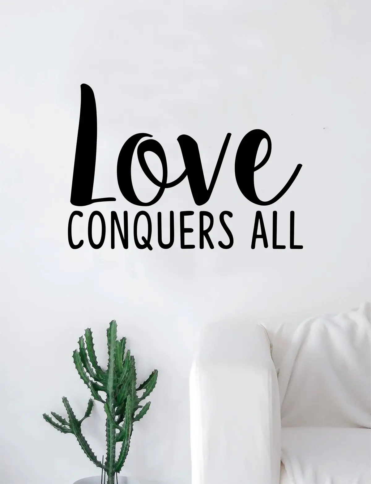 Love Conquers All Quote Wall Decal Sticker Room Art Vinyl Home Decor Living Room Bedroom Inspirational 1
