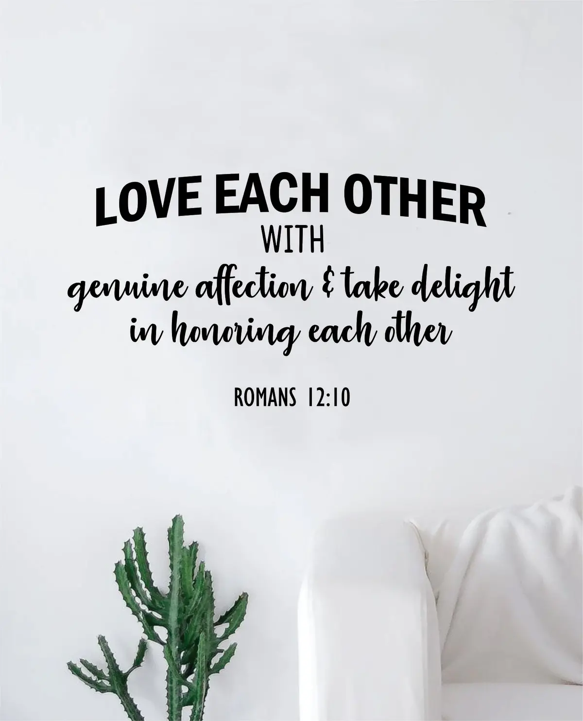 Love Each Other Romans Quote Wall Decal Sticker Bedroom Home Room Art Vinyl Inspirational Motivational Teen Decor Religious Bible Verse God Blessed Spiritual 1