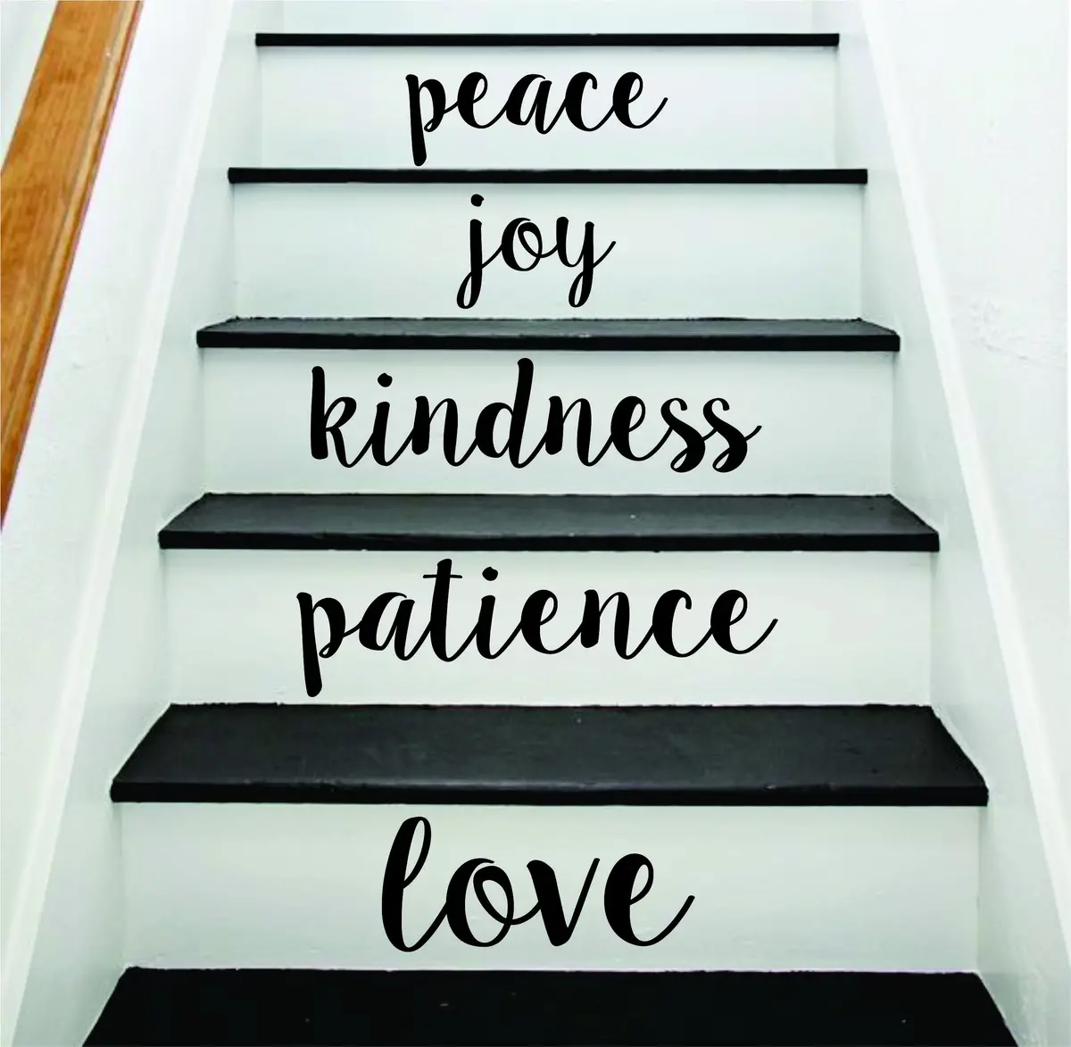 Love Patience Stairs Quote Wall Decal Sticker Room Art Vinyl Joy Peace Happy Family Home House Staircase 1