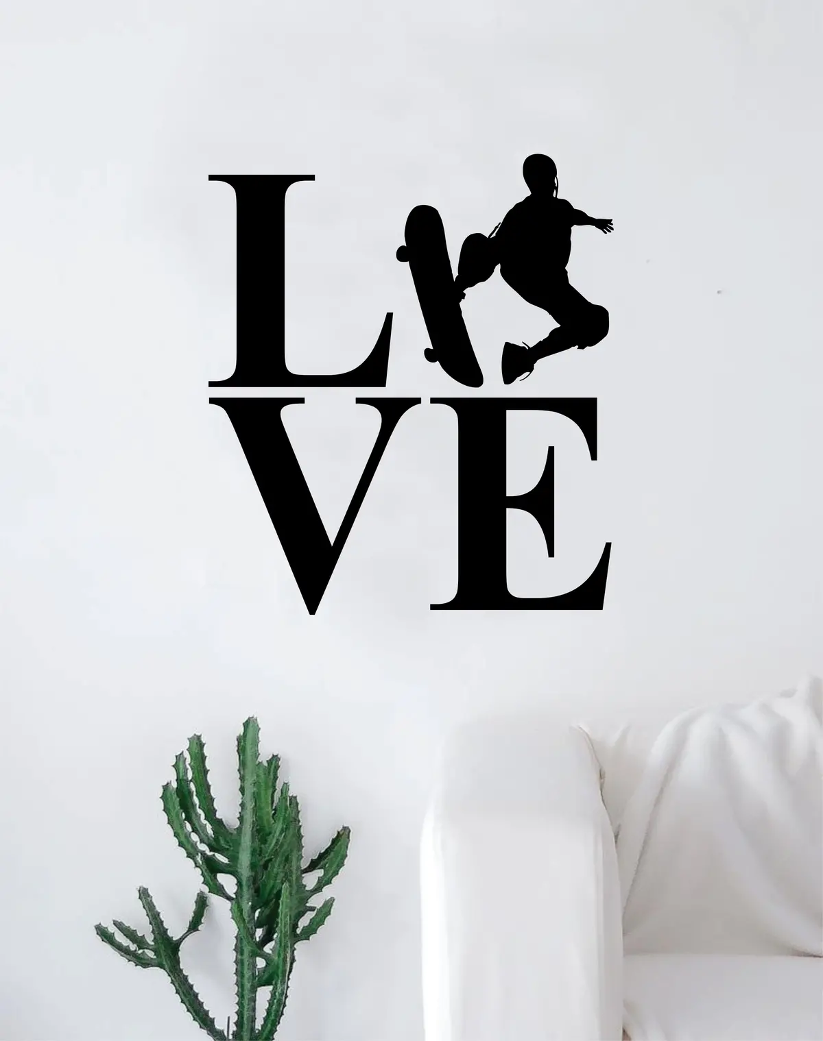 Love Skater Silhouette Sports Decal Sticker Wall Vinyl Art Home Decor Teen Nursery Skate Skateboard Skateboarder 1