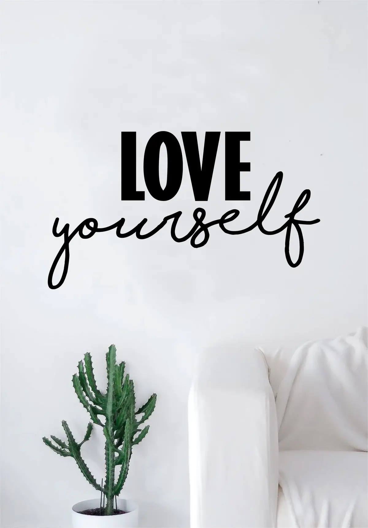Love Yourself Quote Decal Sticker Wall Vinyl Art Home Room Decor Inspirational Motivational Beautiful Self Love 1