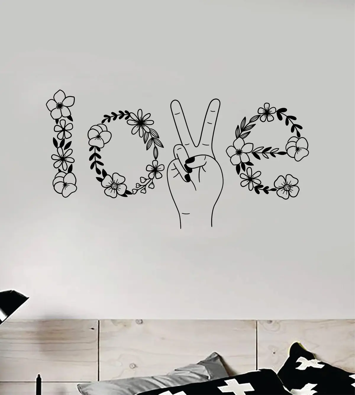 Love Peace Flowers Wall Decal Home Decor Vinyl Art Sticker Bedroom Quote Nursery Baby Teen Boy Girl School Inspirational Plants Nature 1