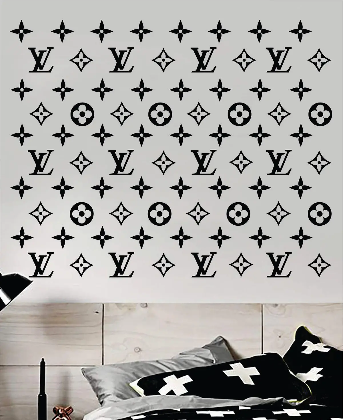 Louis Vuitton Logo Pattern Wall Decal Home Decor Bedroom Room Vinyl Sticker Art Quote Designer Brand Luxury Girls Cute Expensive Lv 1