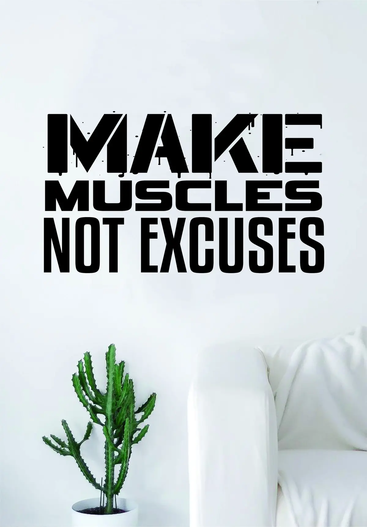 Make Muscles Not Excuses Gym Wall Decal Sticker Bedroom Living Room Art Vinyl Lift Weights Work Out Gainz Health Fitness Running 1
