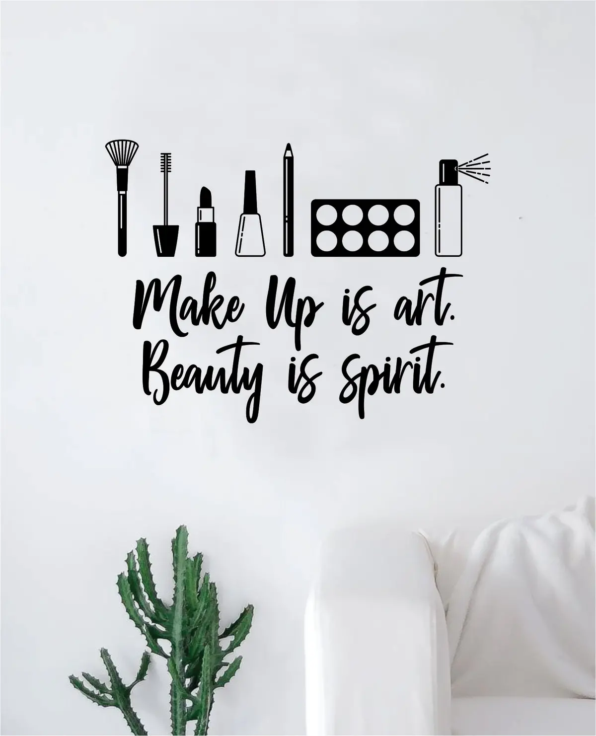 Make Up Art Beauty Spirit Decal Sticker Room Bedroom Wall Vinyl Decor Art Teen Girls Lashes Brows Inspirational 1