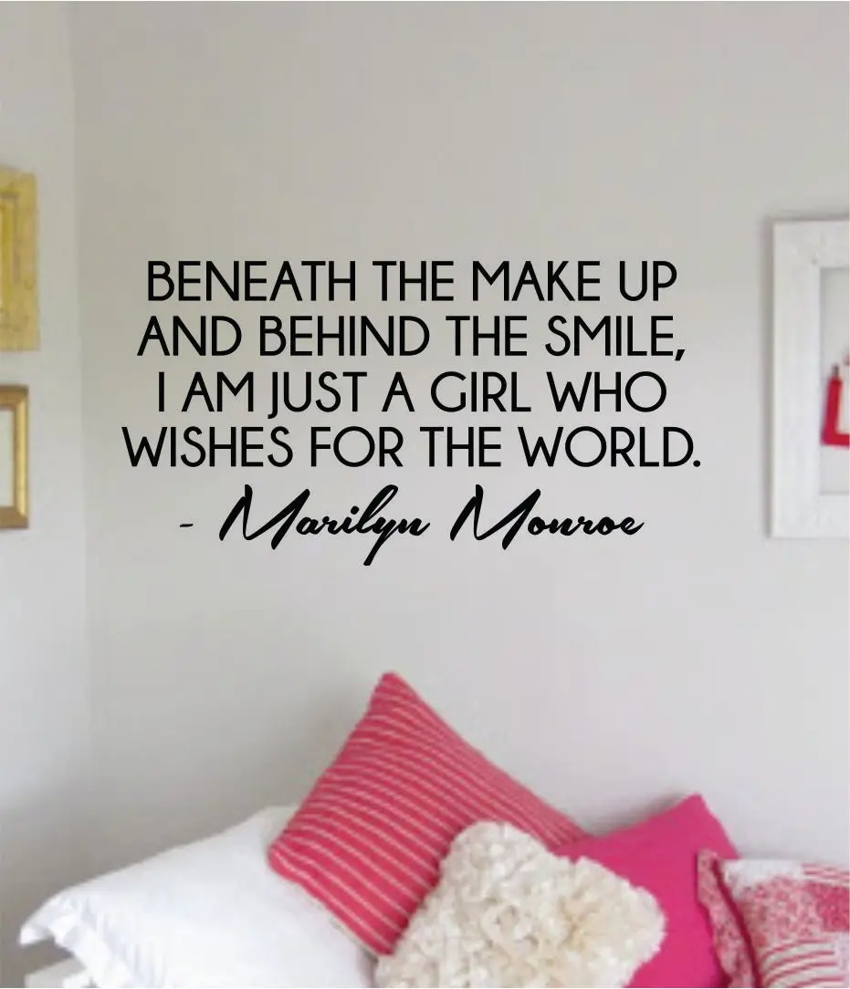 Marilyn Monroe Beneath The Make Up Quote Wall Decal Home Decor Bedroom Sticker Vinyl Art Girls Teen Inspirational Cute 1