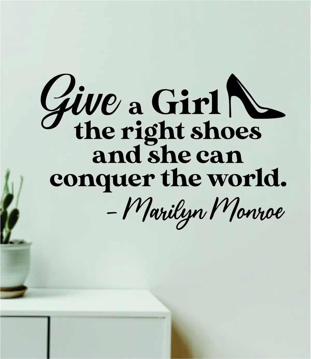 Marilyn Monroe Conquer The World Quote Wall Decal Home Decor Bedroom Sticker Vinyl Art Girls Teen Inspirational Cute Beauty Women Heels Shoes 1