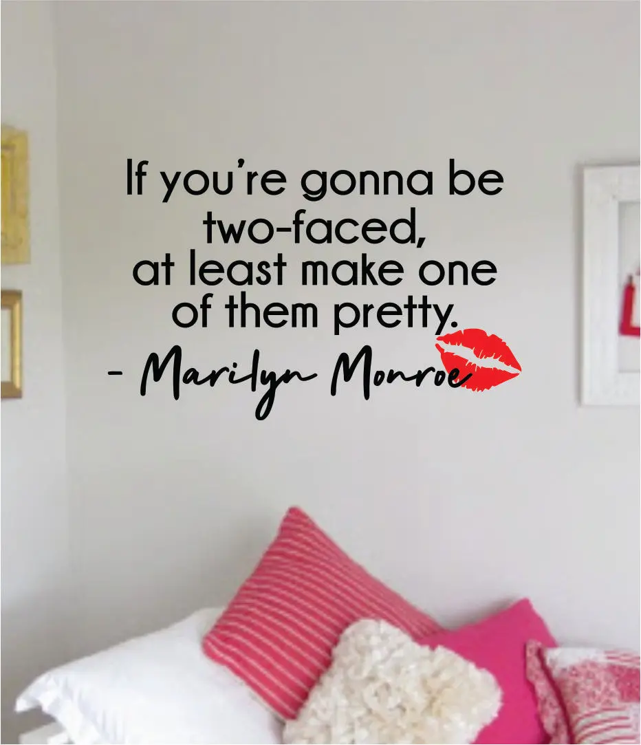 Marilyn Monroe Two Faced Quote Wall Decal Home Decor Bedroom Sticker Vinyl Art Girls Teen Inspirational Cute Lips Make Up Beauty 1