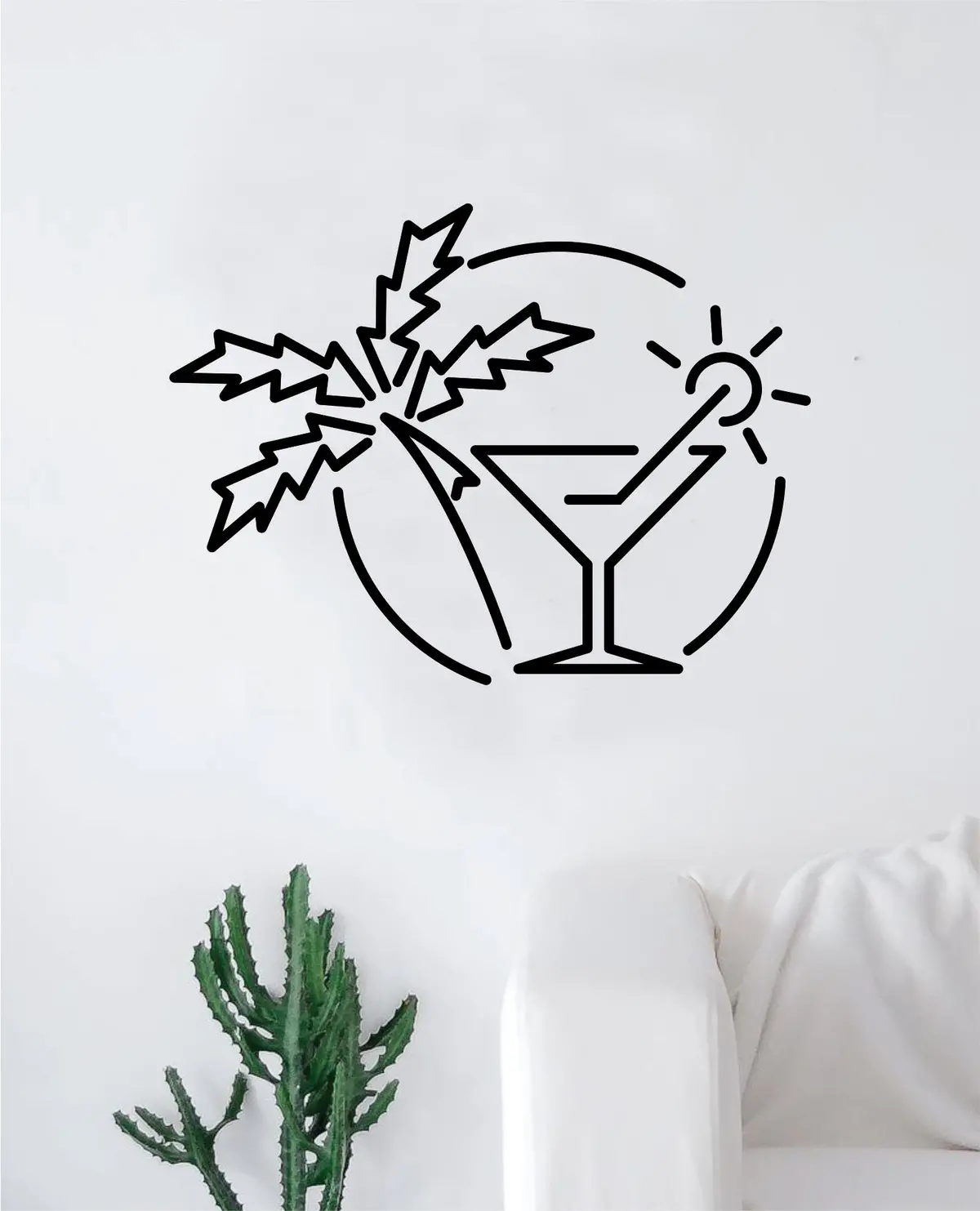 Martini Sunset Wall Decal Decor Art Sticker Vinyl Room Bedroom Inspirational Home Beach Tropical Travel 1