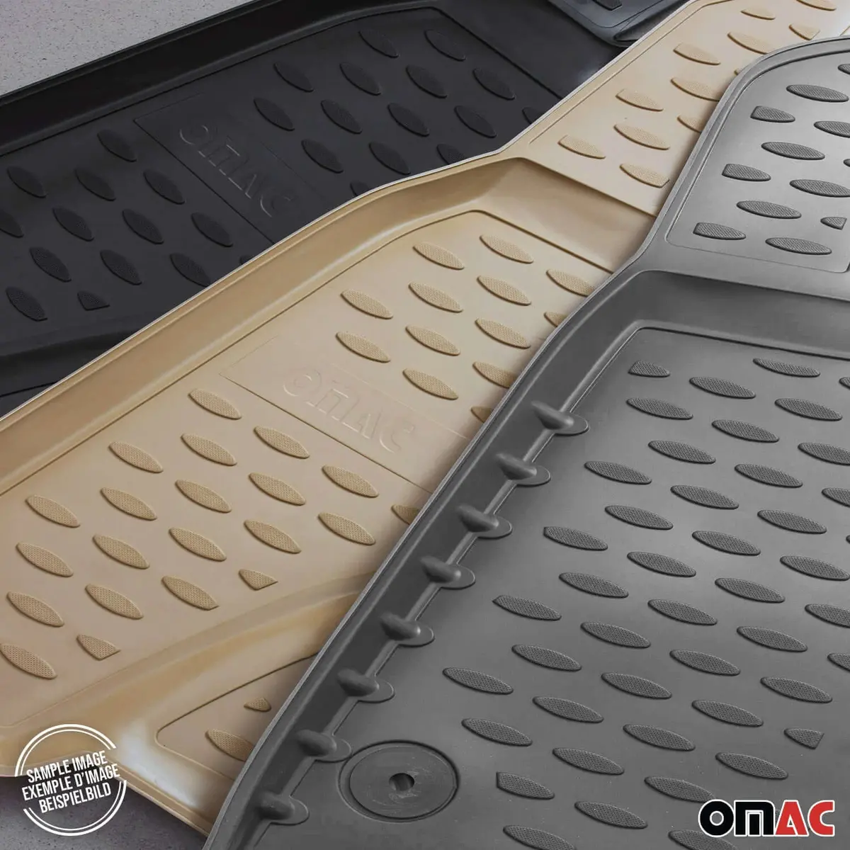 Omac Usa Floor Mats Liners Full Set All Weather Gray For Minivan – Fits With 2004-2010 Toyota Sienna (4 Pcs) 1