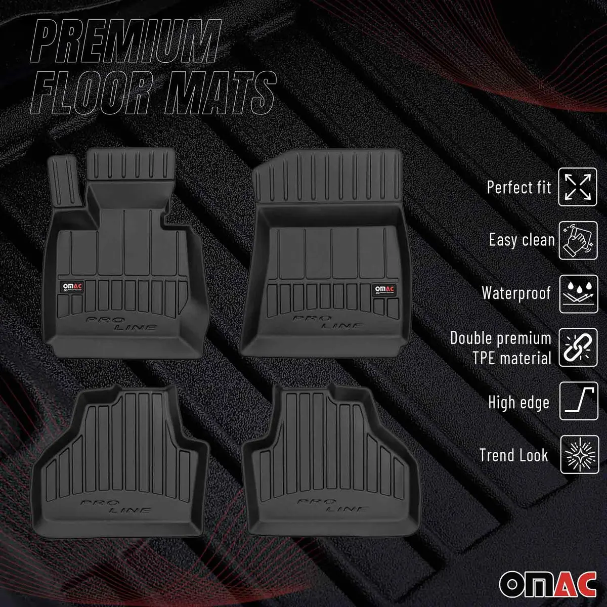 Omac Usa Premium Rubber Floor Mats Liners For Cars – Fits With 2011-2017 Bmw X3 F25 (4 Pcs) 1