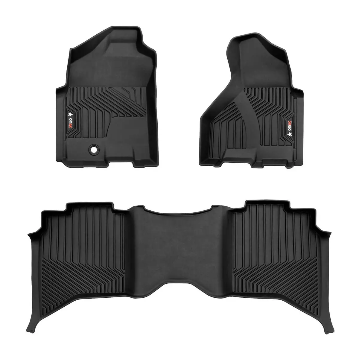 Omac Usa Premium Floor Mats Liners For Truck – Fits 2012–2018 Dodge Ram 1500 – First & Second Row All Weather Heavy Duty Black (3 Pcs) 1