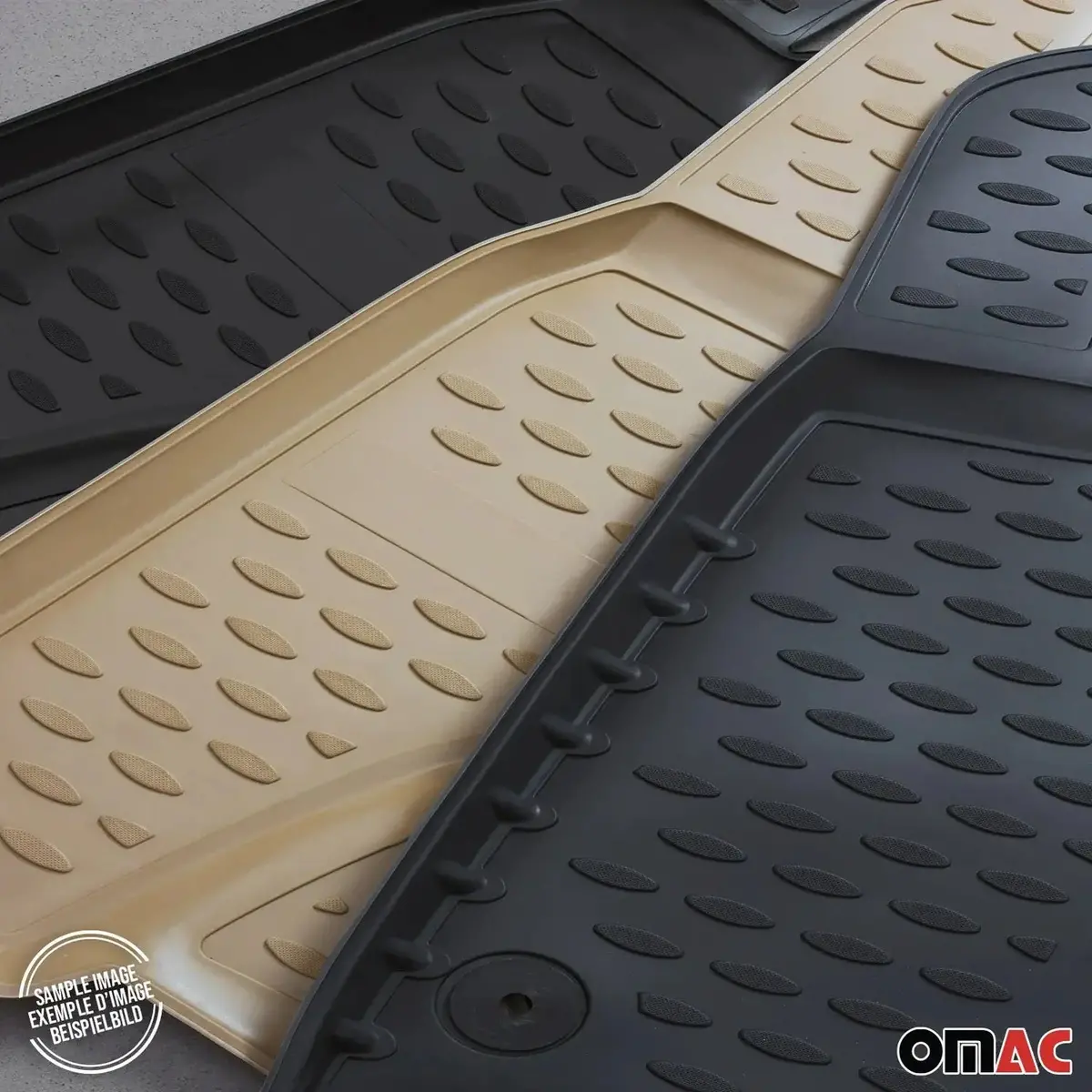 Omac Usa Floor Mats Liners Full Set All Weather For Suv – Fits With 2003-2009 Toyota Land Cruiser Prado – Black (4 Pcs) 1