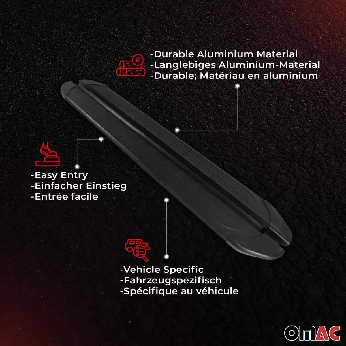 Omac Usa Aluminum Running Boards, Side Steps For Suv – Fits With 2009-2020 Dodge Journey – Black (2 Pcs) 1