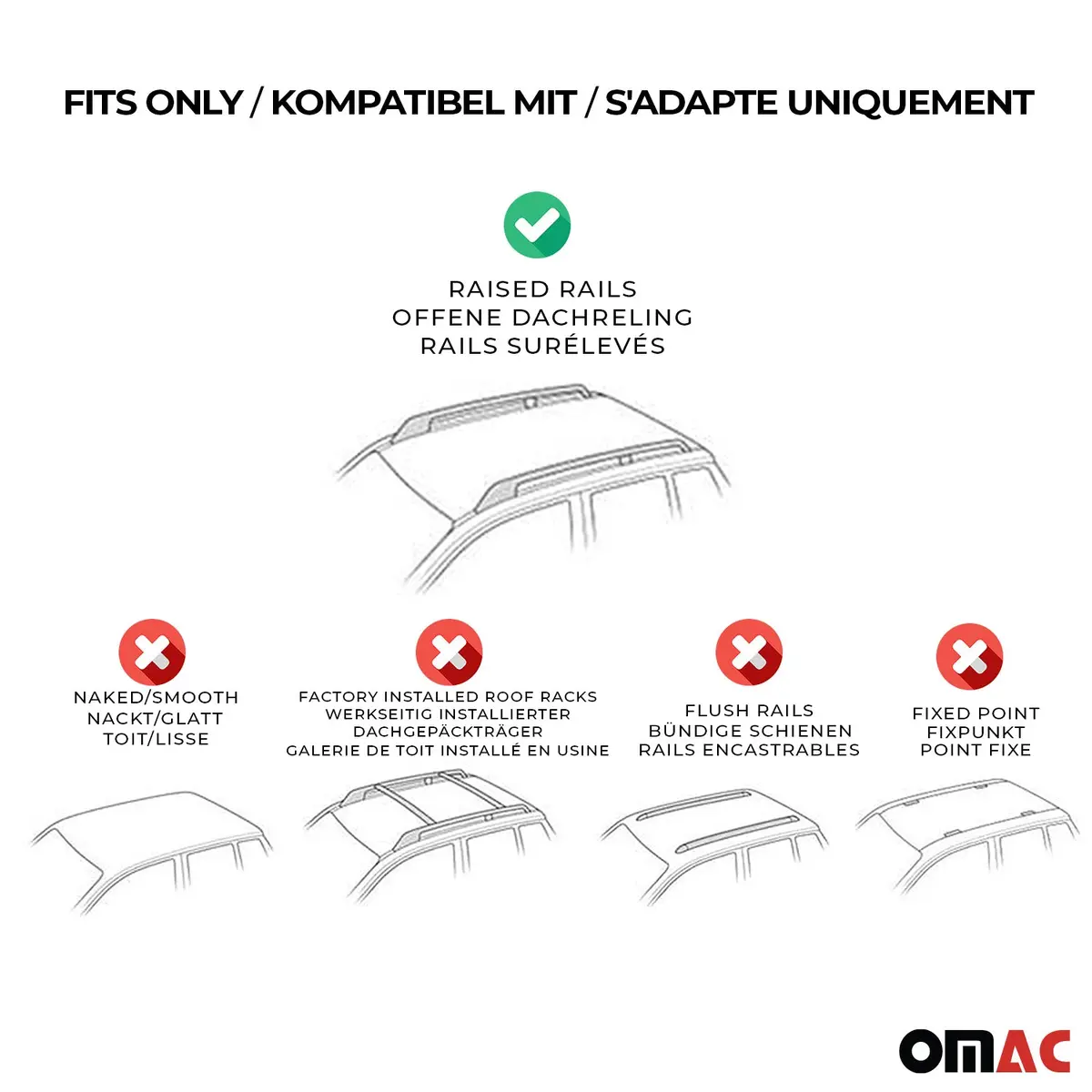 Omac Usa Roof Rack Cross Bars Luggage Carrier For Van – Fits With 2001-2007 Dodge Grand Caravan (2 Pcs, Black, Aluminum) 2