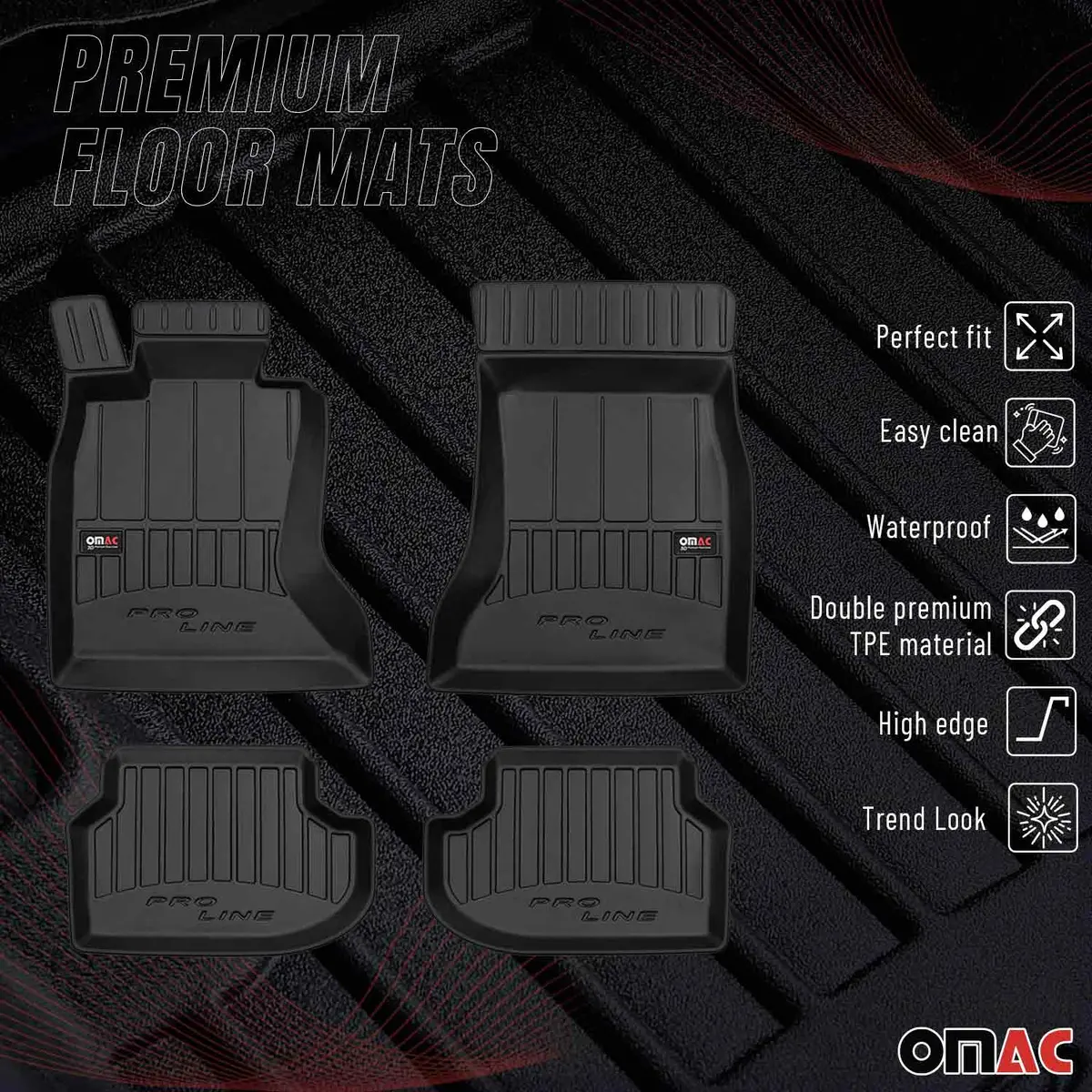 Omac Usa Premium Floor Mats Liners For Cars – Fits 2010-2013 Bmw 5 Series F10 F11 Xdrive 4Wd (Black, 4 Pcs) 1