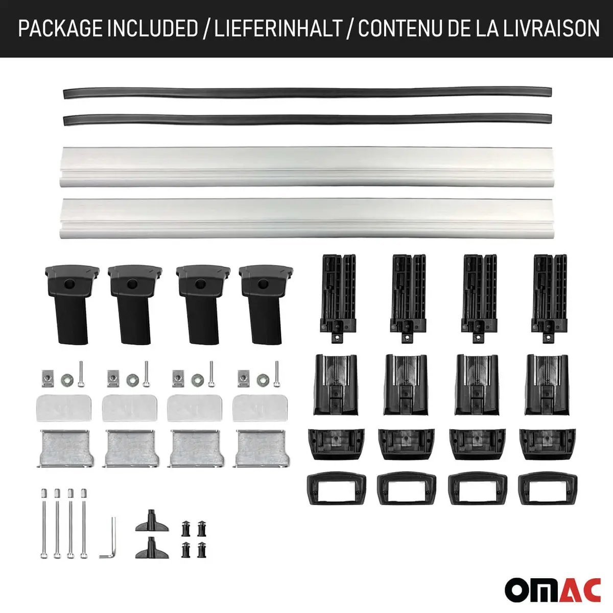 Omac Usa Roof Rack Cross Bars For Car – Fits 2011-2014 Mazda 2 Sport (Excludes Models Without Oem Fixed Points) – Aluminium Black (2 Pcs) 1