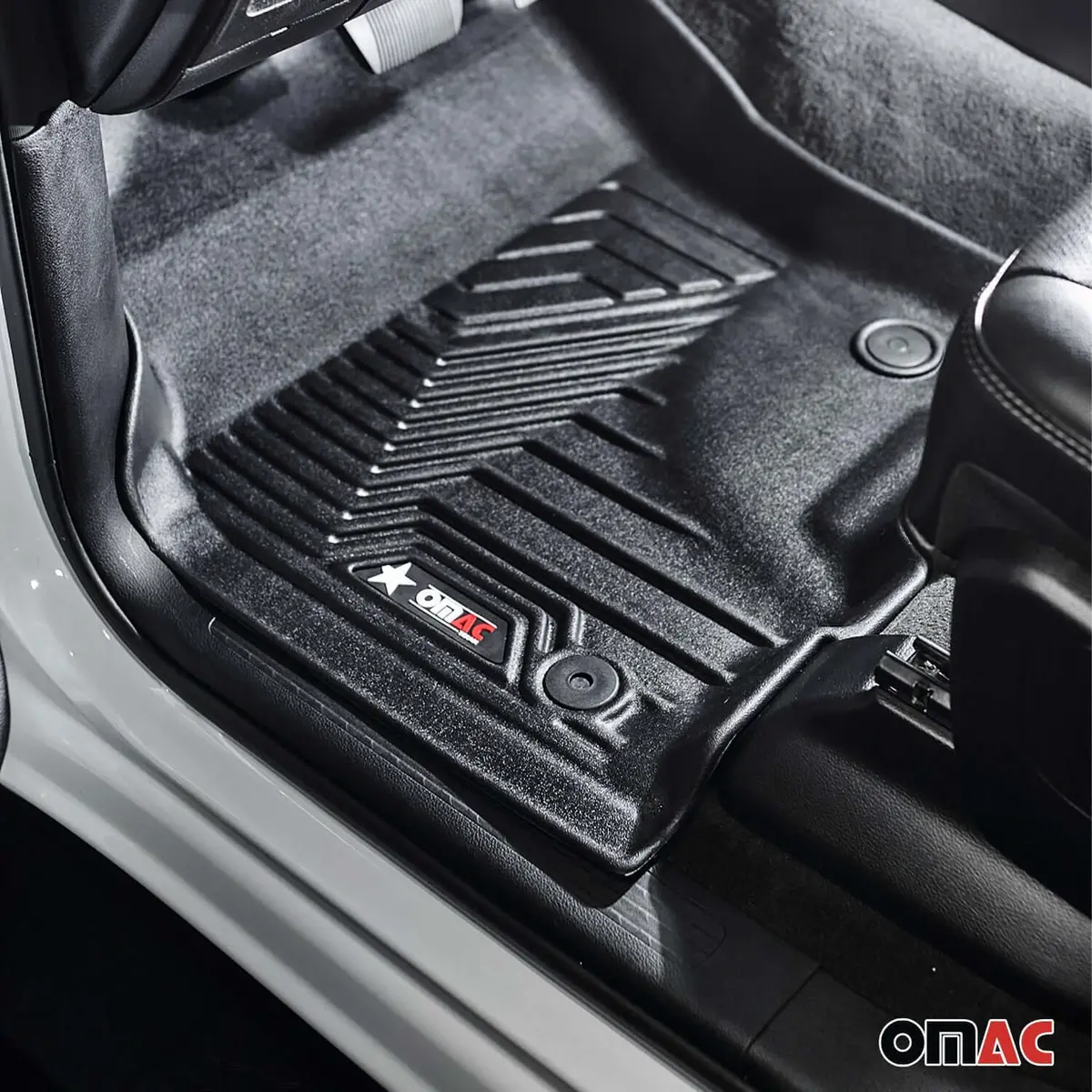 Omac Usa Premium Floor Mats Liners For Truck – Fits 2010–2014 Ford F-150 – Front Row All Weather Heavy Duty Black (2 Pcs) 1