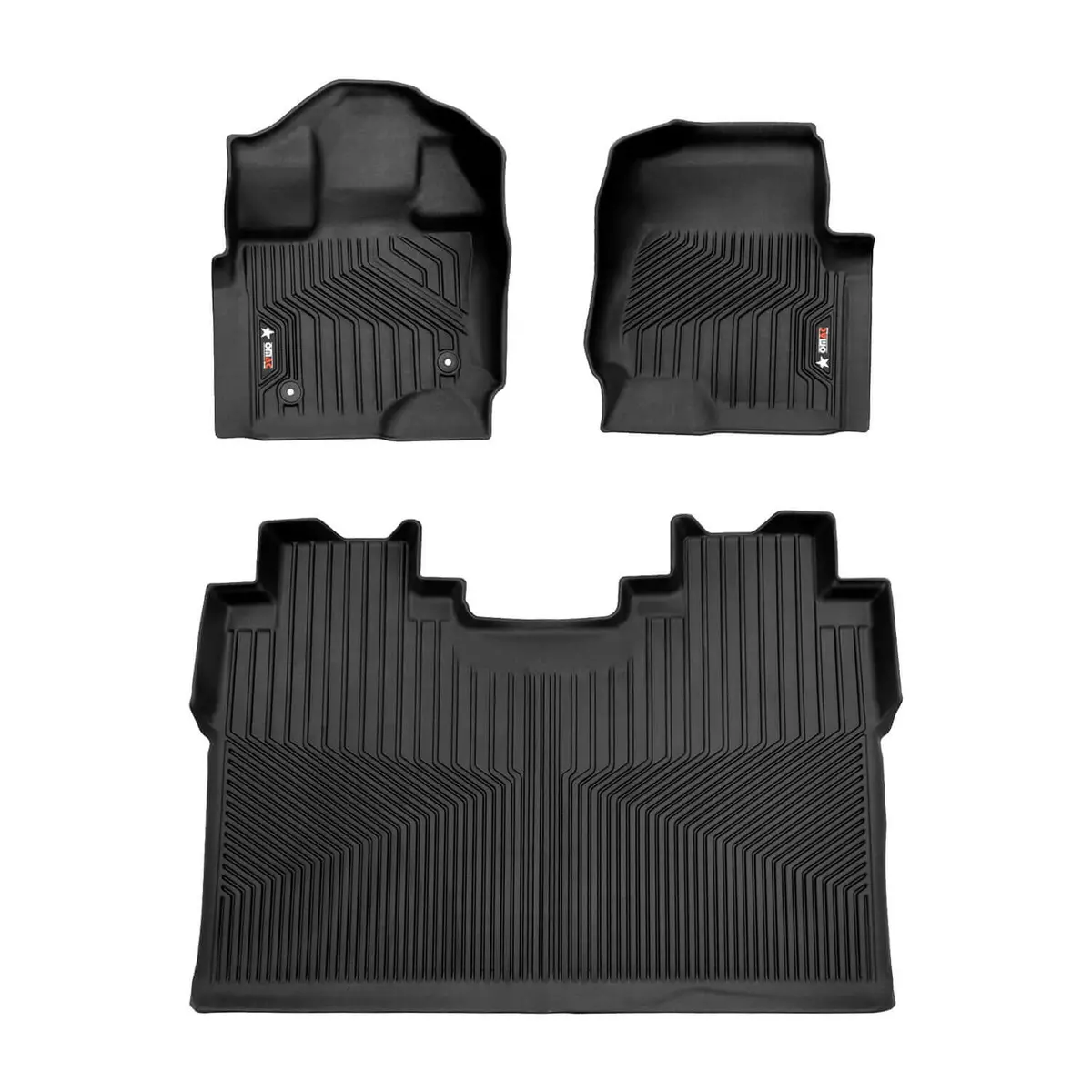 Omac Usa Premium Floor Mats For Truck – First & Second Row – Fits With 2015–2023 Ford F-150 Supercrew – Black (3 Pcs) 1