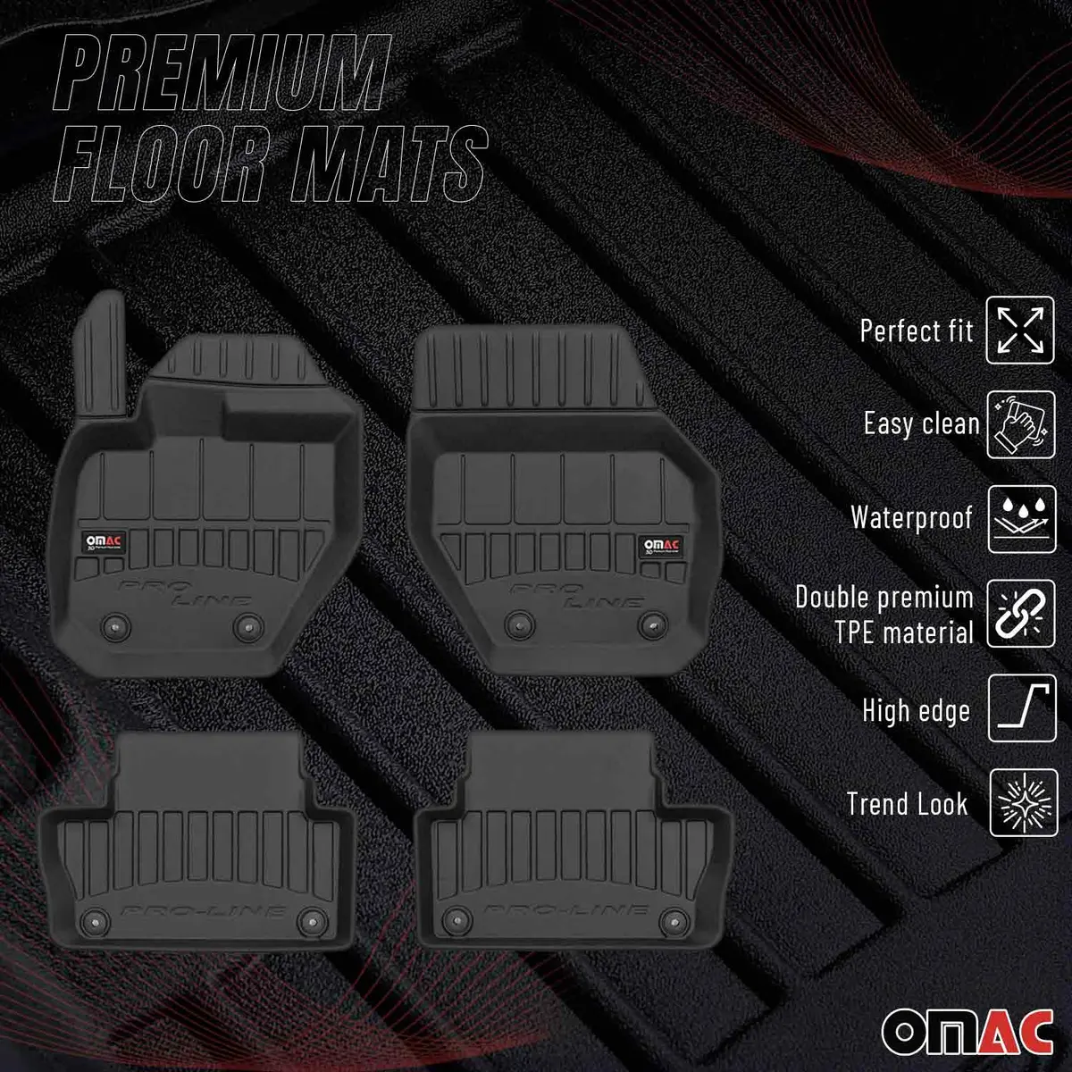 Omac Usa Premium Rubber Floor Mats Liners For Cars – Fits With 2010-2017 Volvo Xc60 (4 Pcs) 1