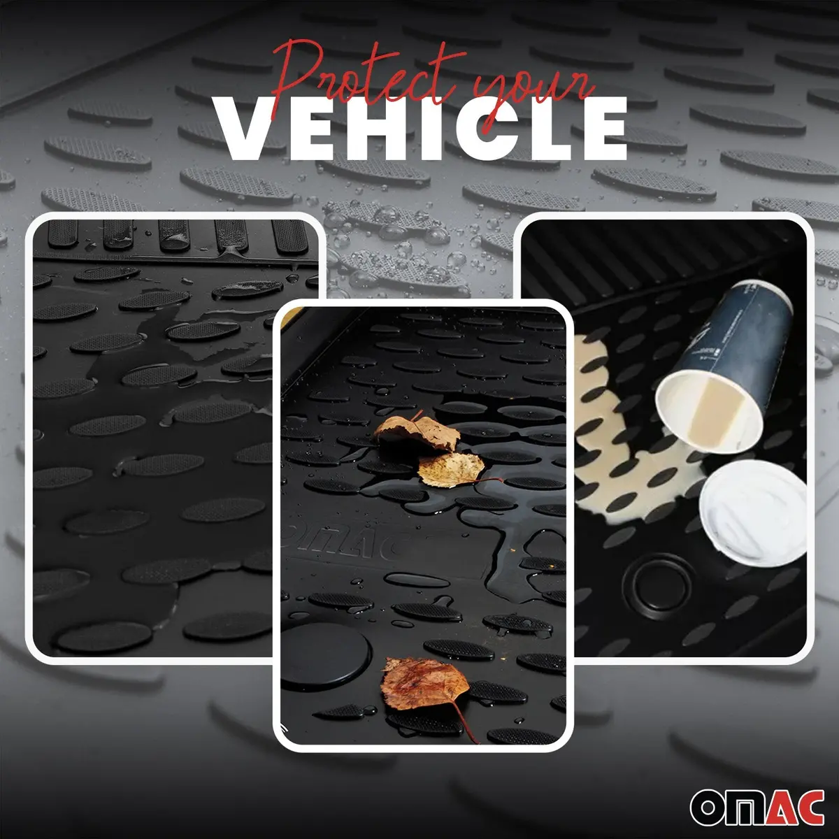 Omac Usa Floor Mats Liners Full Set All Weather Black For Suv – Fits With 2008-2012 Ford Escape (3 Pcs) 1