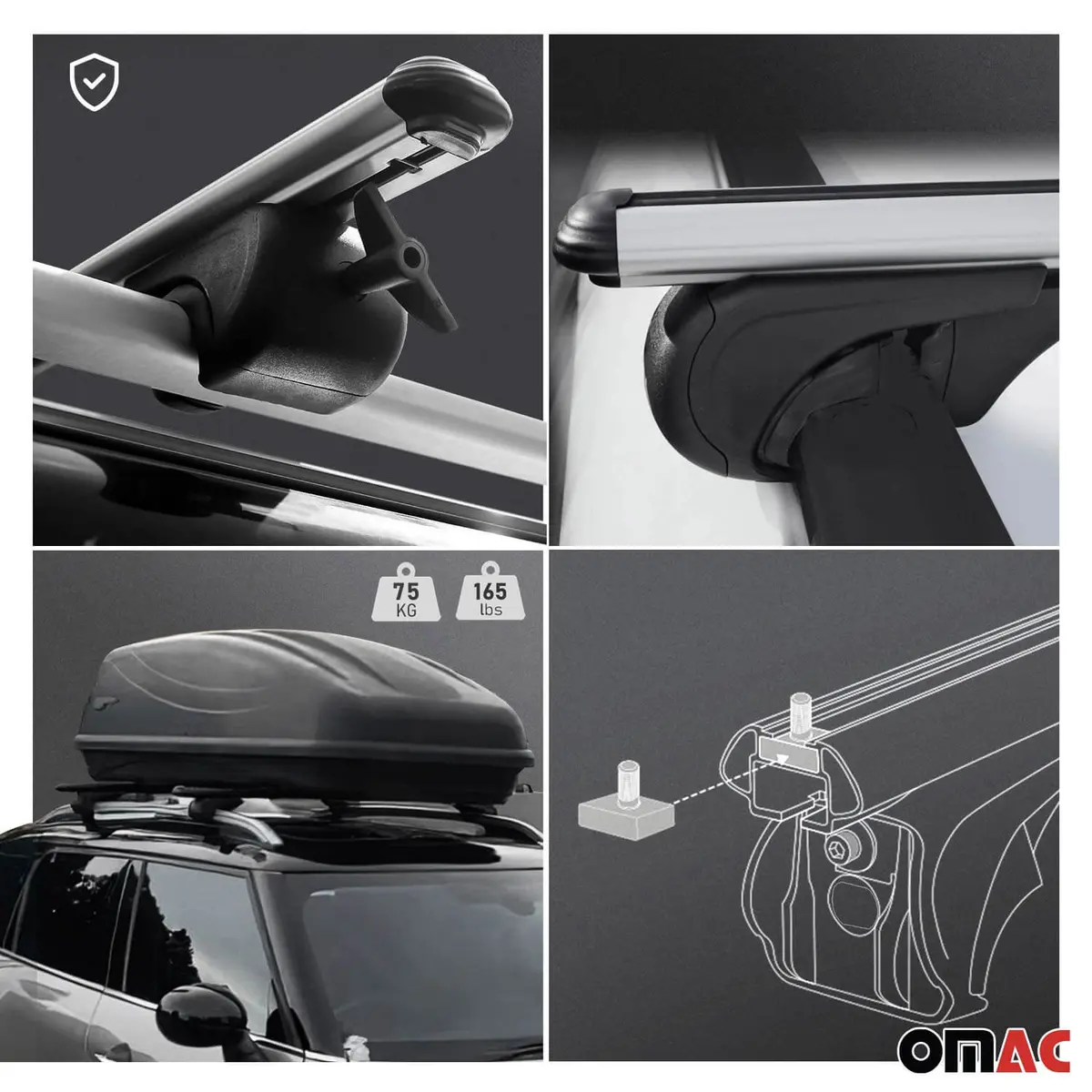 Omac Usa Roof Rack Cross Bars For Suv – Fits With 2003–2014 Volvo Xc90 – Aluminium Silver (2 Pcs) 1