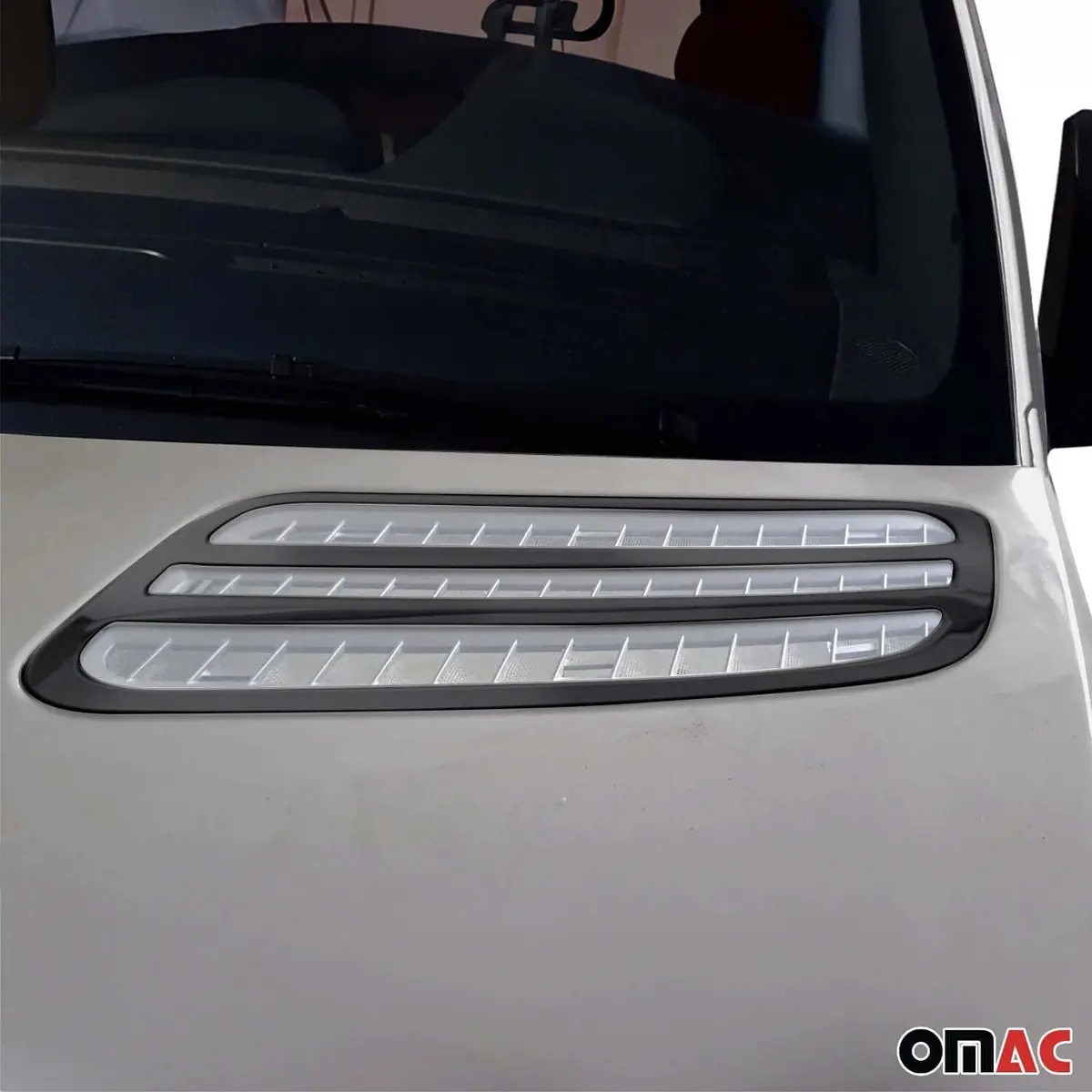 Omac Usa Front Bumper Grill Trim 2Pcs For Vans – Fits 2019–2025 Mercedes Sprinter W907/910 (Stainless Steel, Dark Chrome) 1